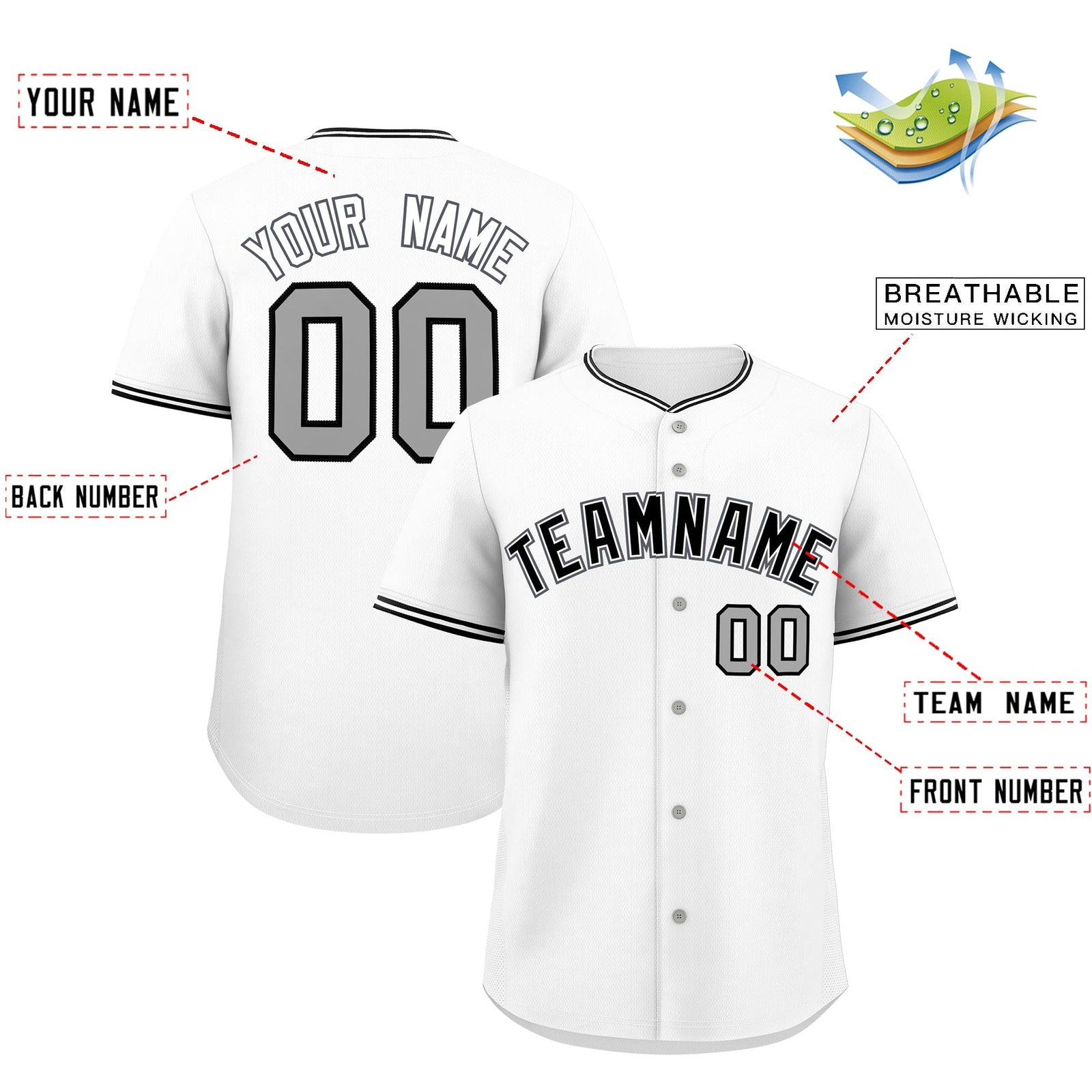 Custom White Black Gray Classic Style Stitched Sports Uniform For Men Women Youth Personalized Lightweight Baseball Jersey| KXKSHOP