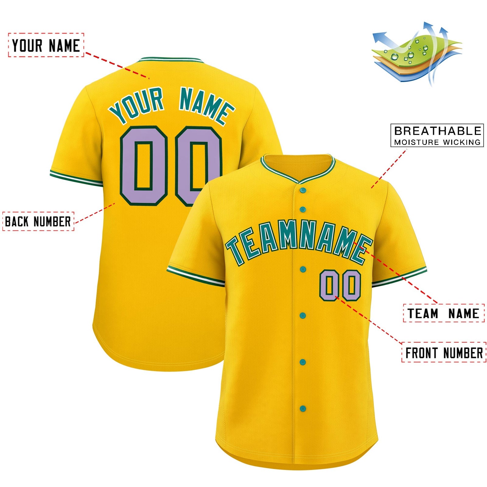 Custom Yellow White Green Classic Style Stitched Sports Uniform For Men Women Youth Personalized Quick Dry Baseball Jersey| KXKSHOP