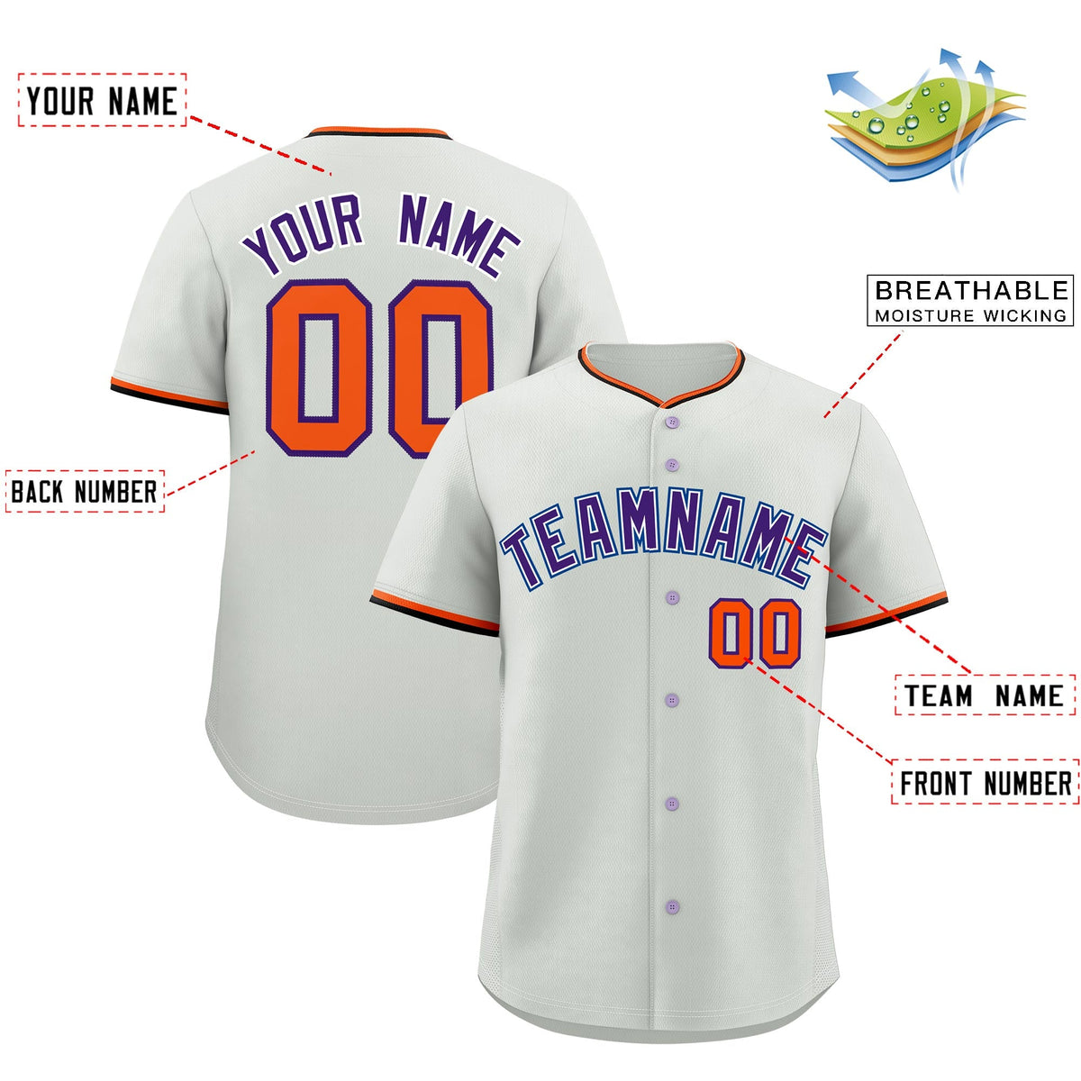 Custom Gray Black Purple Classic Style Stitched Sports Uniform For Men Women Youth Personalized Lightweight Baseball Jersey| KXKSHOP