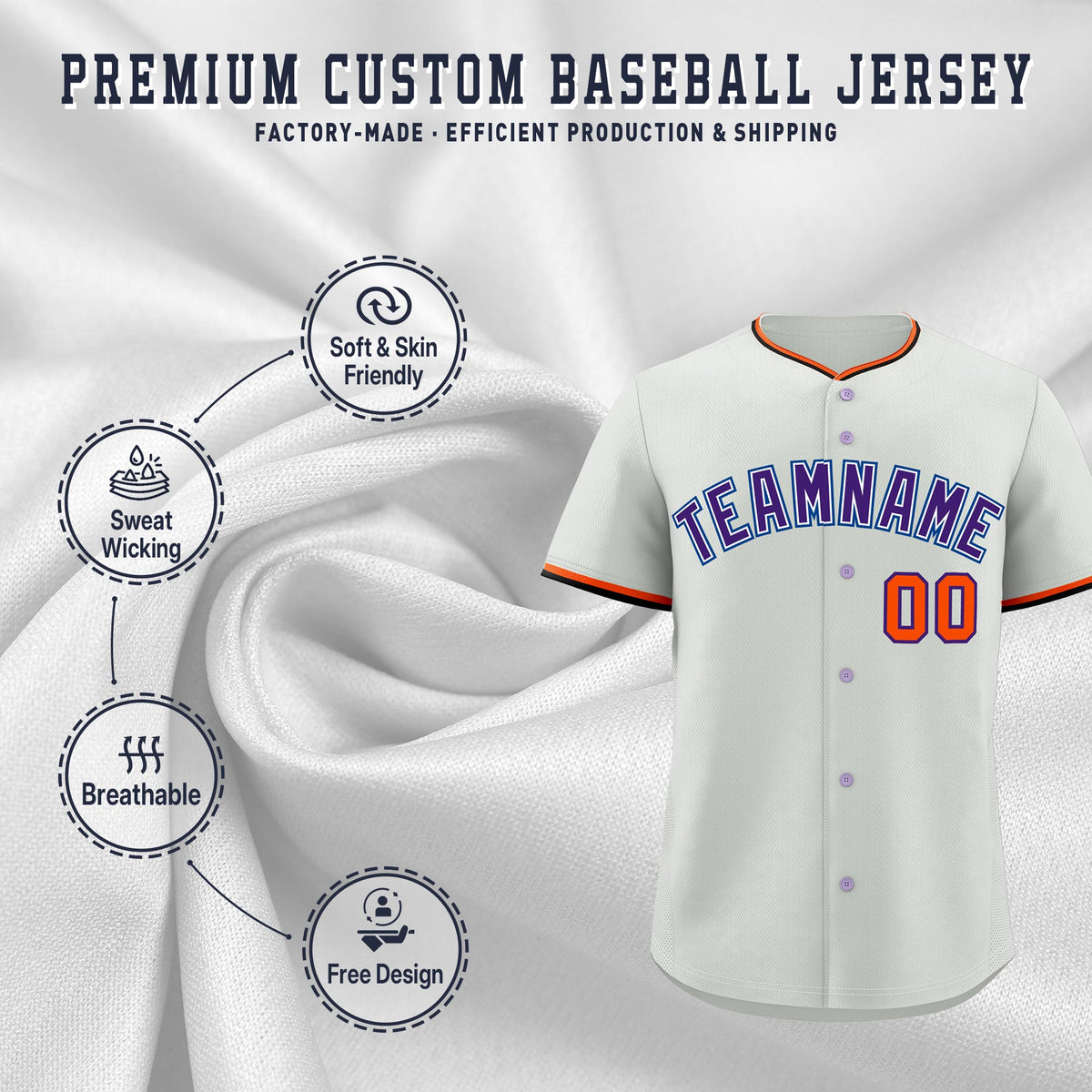 Custom Gray Black Purple Classic Style Stitched Sports Uniform For Men Women Youth Personalized Lightweight Baseball Jersey| KXKSHOP