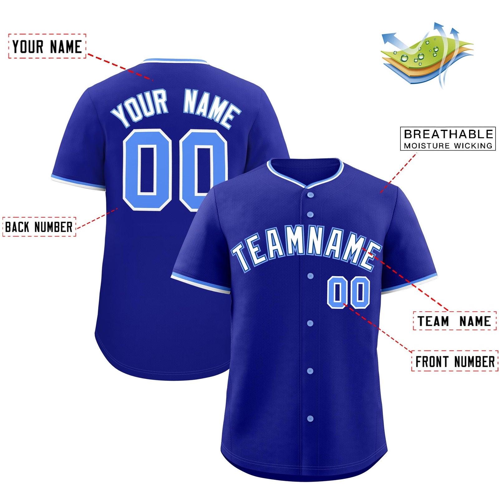 Custom Royal White Light Blue Classic Style Stitched Sports Uniform For Men Women Youth Personalized Lightweight Baseball Jersey| KXKSHOP