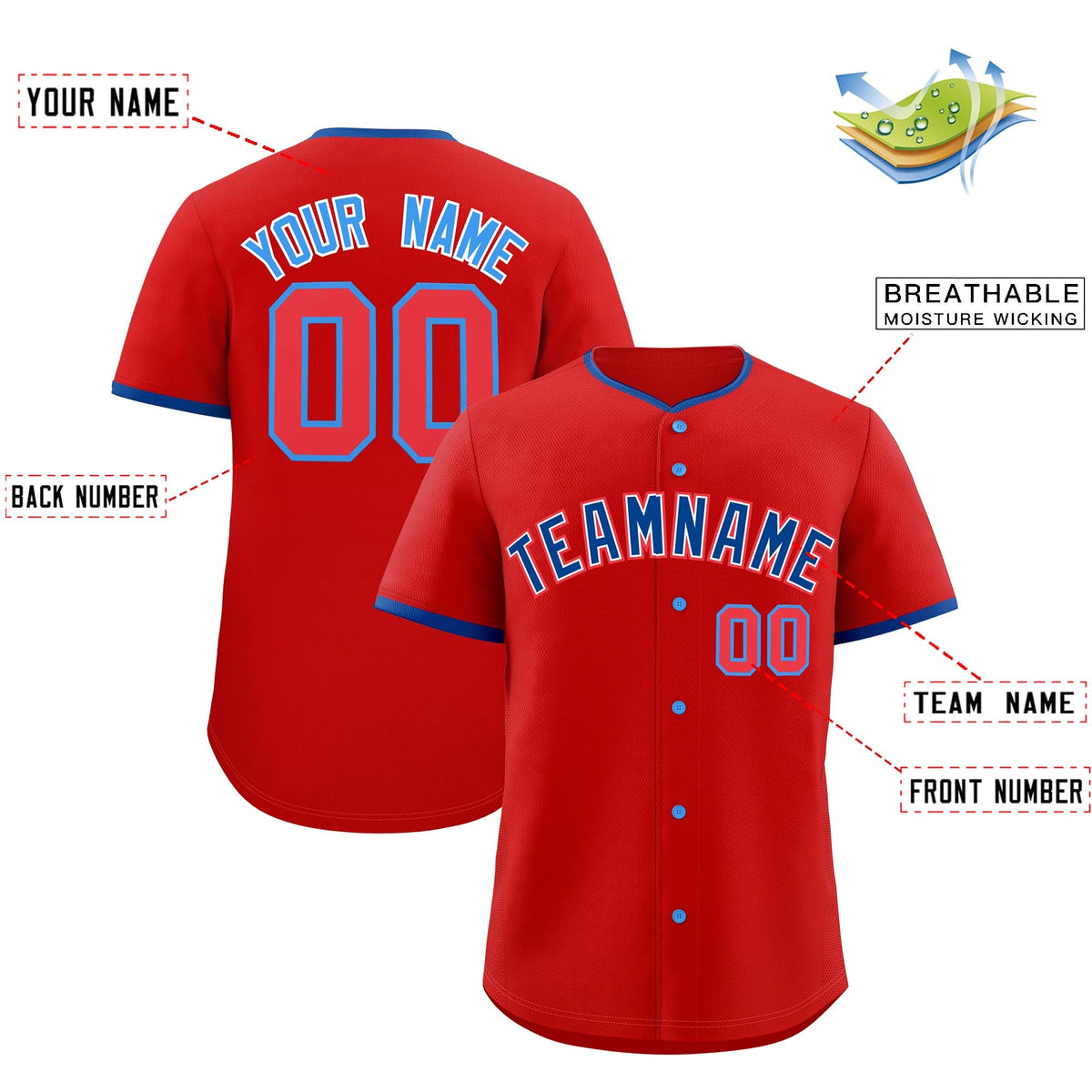 Custom Red Royal White Classic Style Stitched Sports Uniform For Men Women Youth Personalized Lightweight Baseball Jersey| KXKSHOP