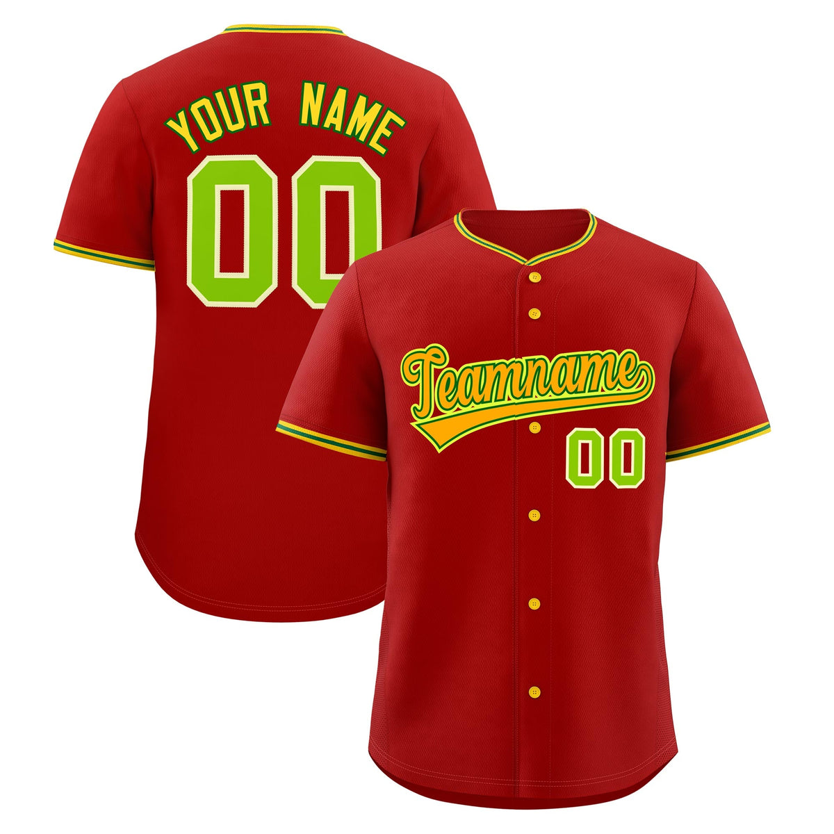 Custom Red Light Green Gold Classic Style Stitched Sports Uniform For Men Women Youth Personalized Quick Dry Baseball Jersey| KXKSHOP