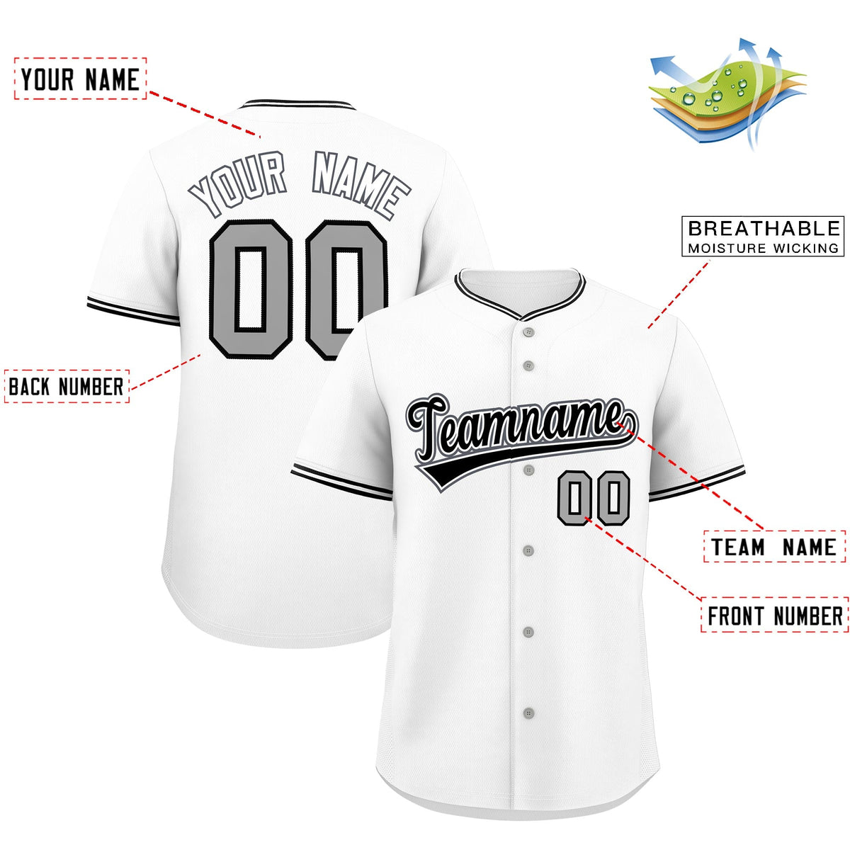 Custom White Black Gray Classic Style Stitched Sports Uniform For Men Women Youth Personalized Lightweight Baseball Jersey| KXKSHOP