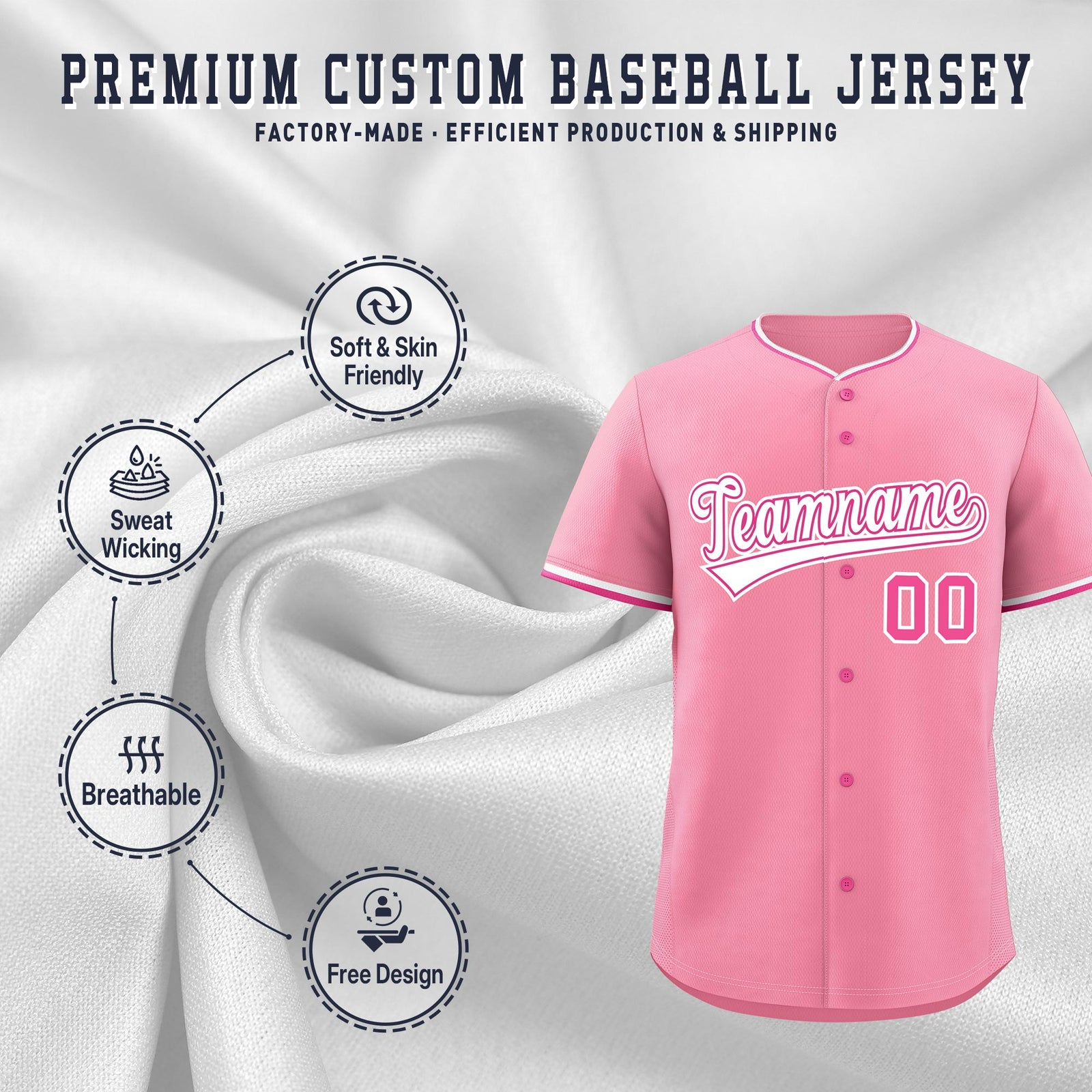 Custom Light Pink White Rose Red Classic Style Stitched Sports Uniform For Men Women Youth Personalized Lightweight Baseball Jersey| KXKSHOP