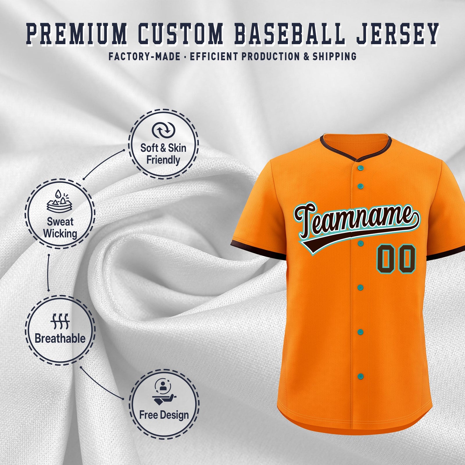 Custom Orange Brown White Classic Style Stitched Sports Uniform For Men Women Youth Personalized Quick Dry Baseball Jersey| KXKSHOP