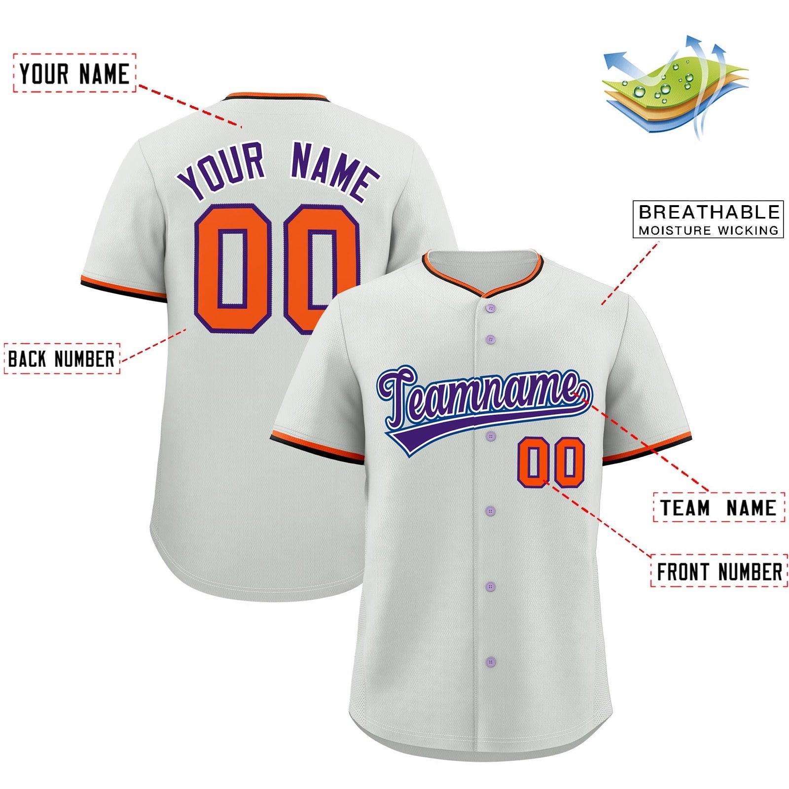 Custom Gray Black Purple Classic Style Stitched Sports Uniform For Men Women Youth Personalized Lightweight Baseball Jersey| KXKSHOP