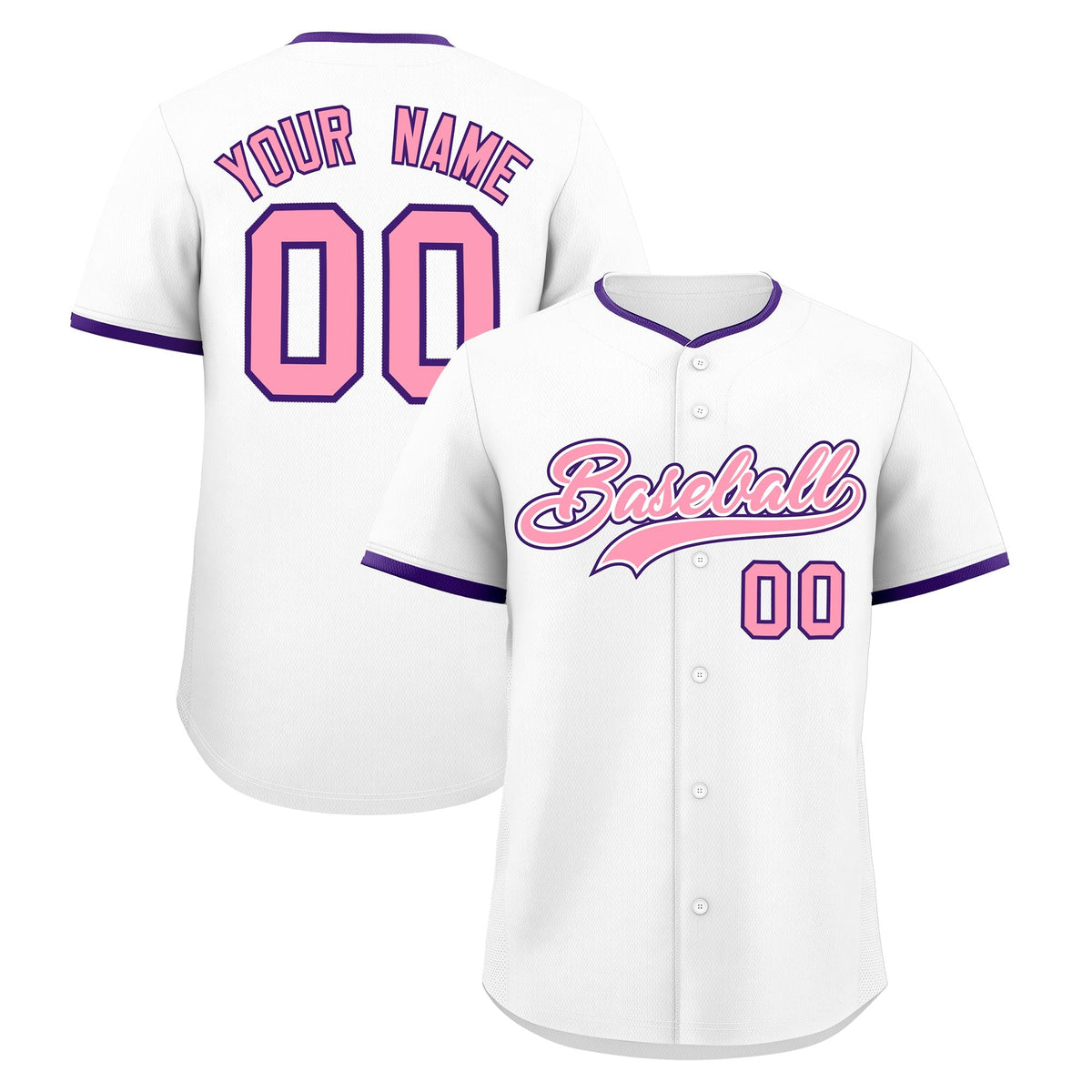 Custom White Light Pink Purple Classic Style Stitched Sports Uniform For Men Women Youth Personalized Quick Dry Baseball Jersey| KXKSHOP
