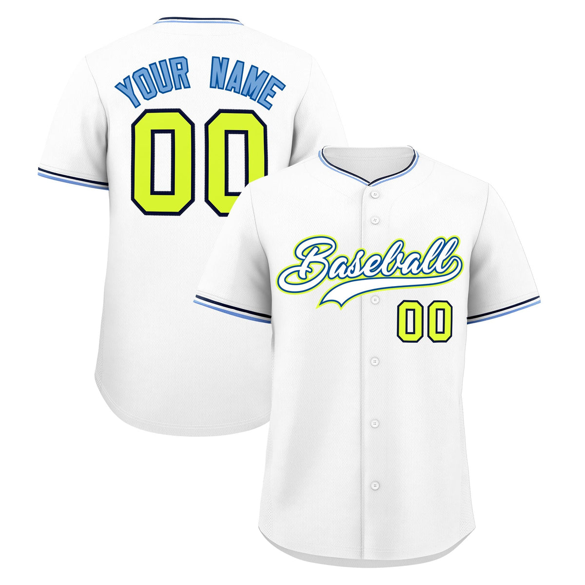 Custom White Navy Fluorescent Green Classic Style Stitched Sports Uniform For Men Women Youth Personalized Lightweight Baseball Jersey| KXKSHOP