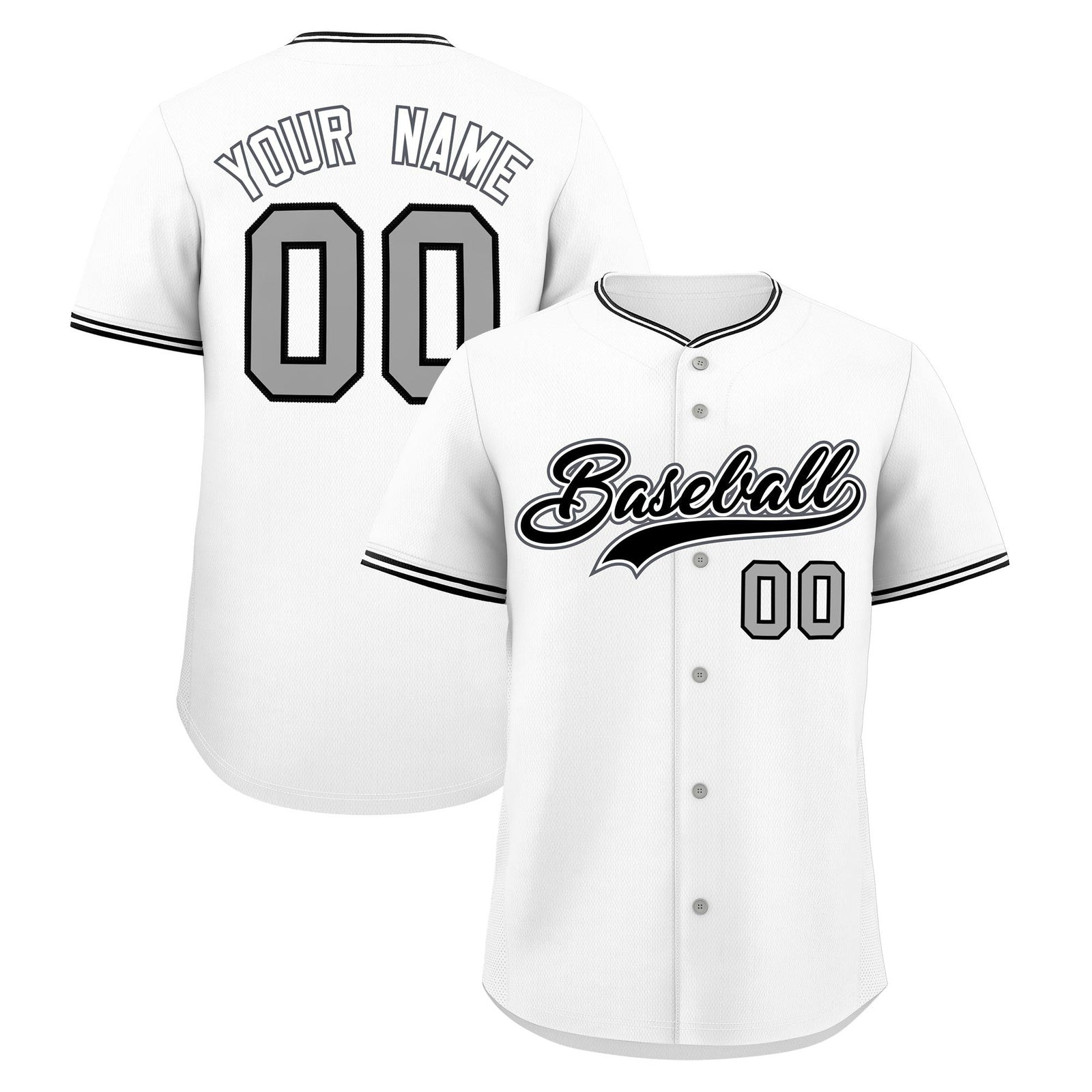 Custom White Black Gray Classic Style Stitched Sports Uniform For Men Women Youth Personalized Lightweight Baseball Jersey| KXKSHOP