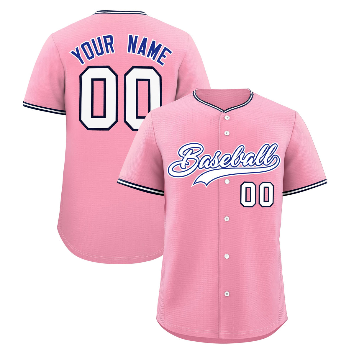 Custom Light Pink White Navy Classic Style Stitched Sports Uniform For Men Women Youth Personalized Quick Dry Baseball Jersey| KXKSHOP