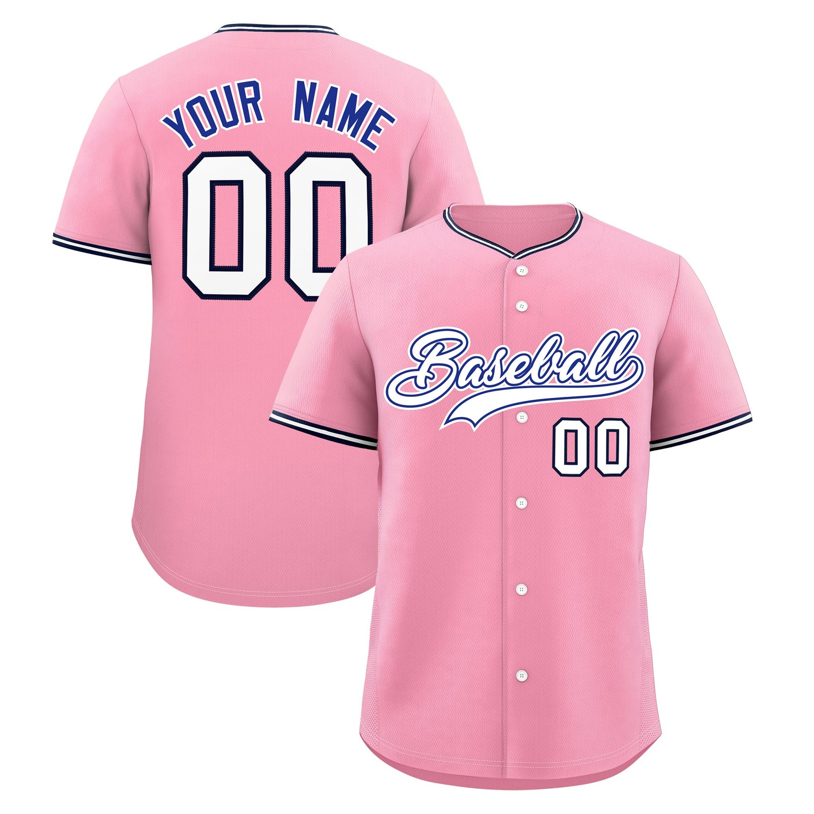 Custom Light Pink White Navy Classic Style Stitched Sports Uniform For Men Women Youth Personalized Quick Dry Baseball Jersey| KXKSHOP