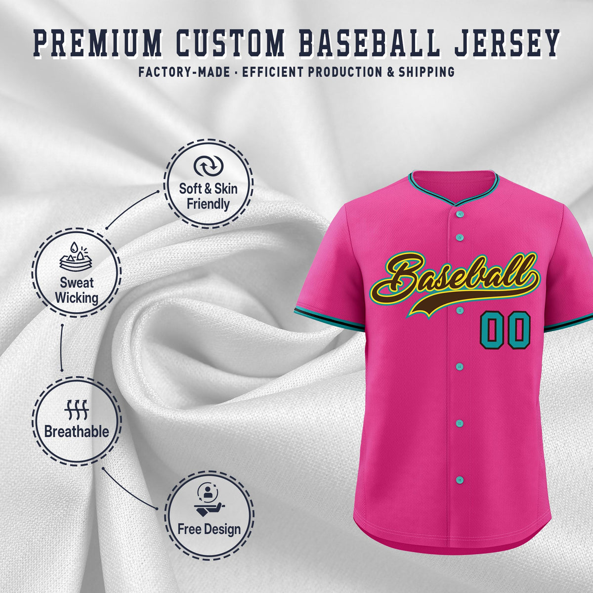 Custom Rose Red Black Teal Classic Style Stitched Sports Uniform For Men Women Youth Personalized Quick Dry Baseball Jersey| KXKSHOP