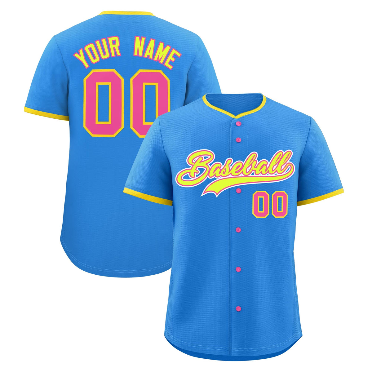Custom Light Blue Fluorescent Green Pink Classic Style Stitched Sports Uniform For Men Women Youth Personalized Lightweight Baseball Jersey| KXKSHOP