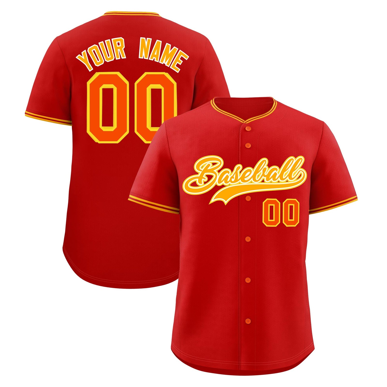 Custom Red Yellow White Classic Style Stitched Sports Uniform For Men Women Youth Personalized Quick Dry Baseball Jersey| KXKSHOP