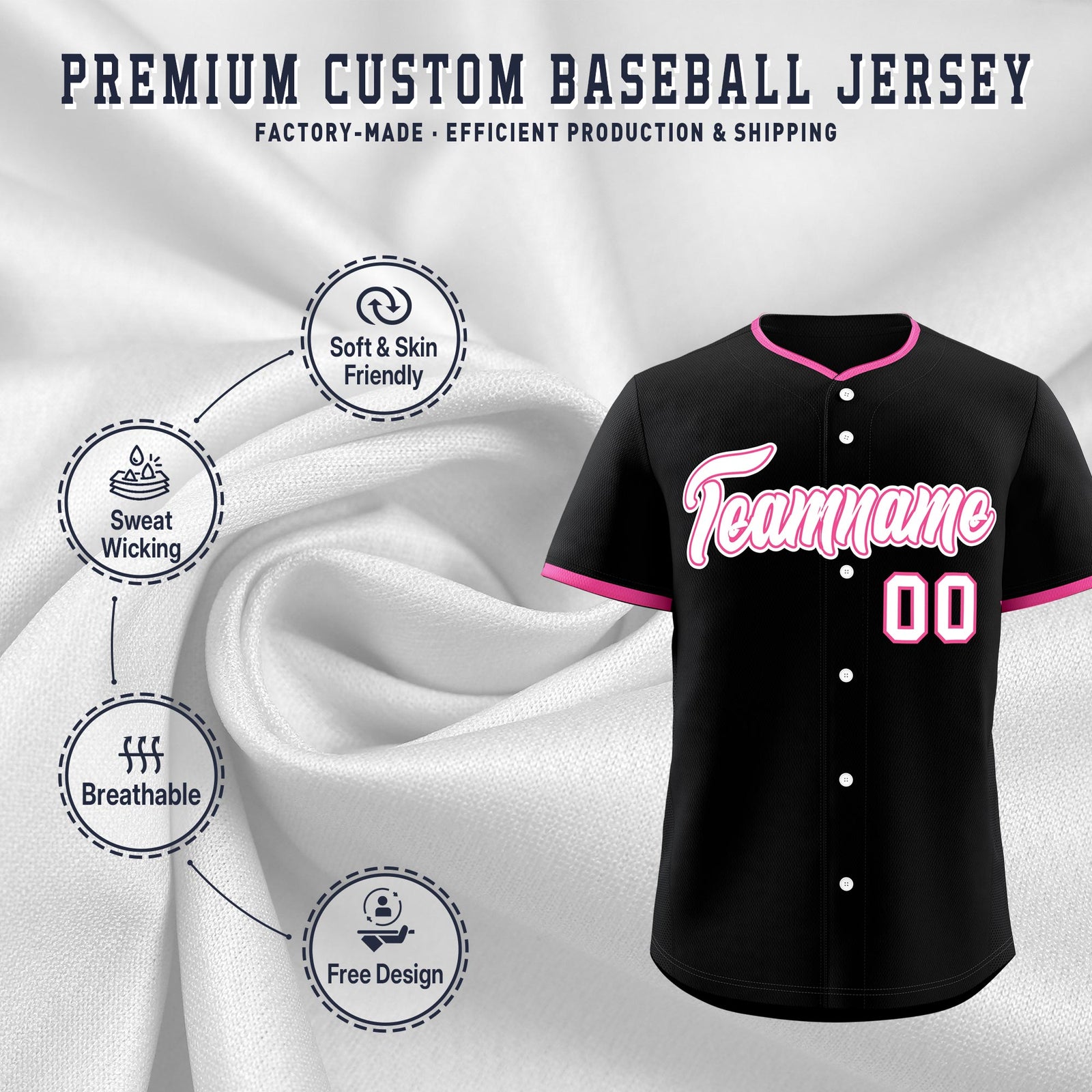Custom Black Rose Red White Classic Style Stitched Sports Uniform For Men Women Youth Personalized Lightweight Baseball Jersey| KXKSHOP