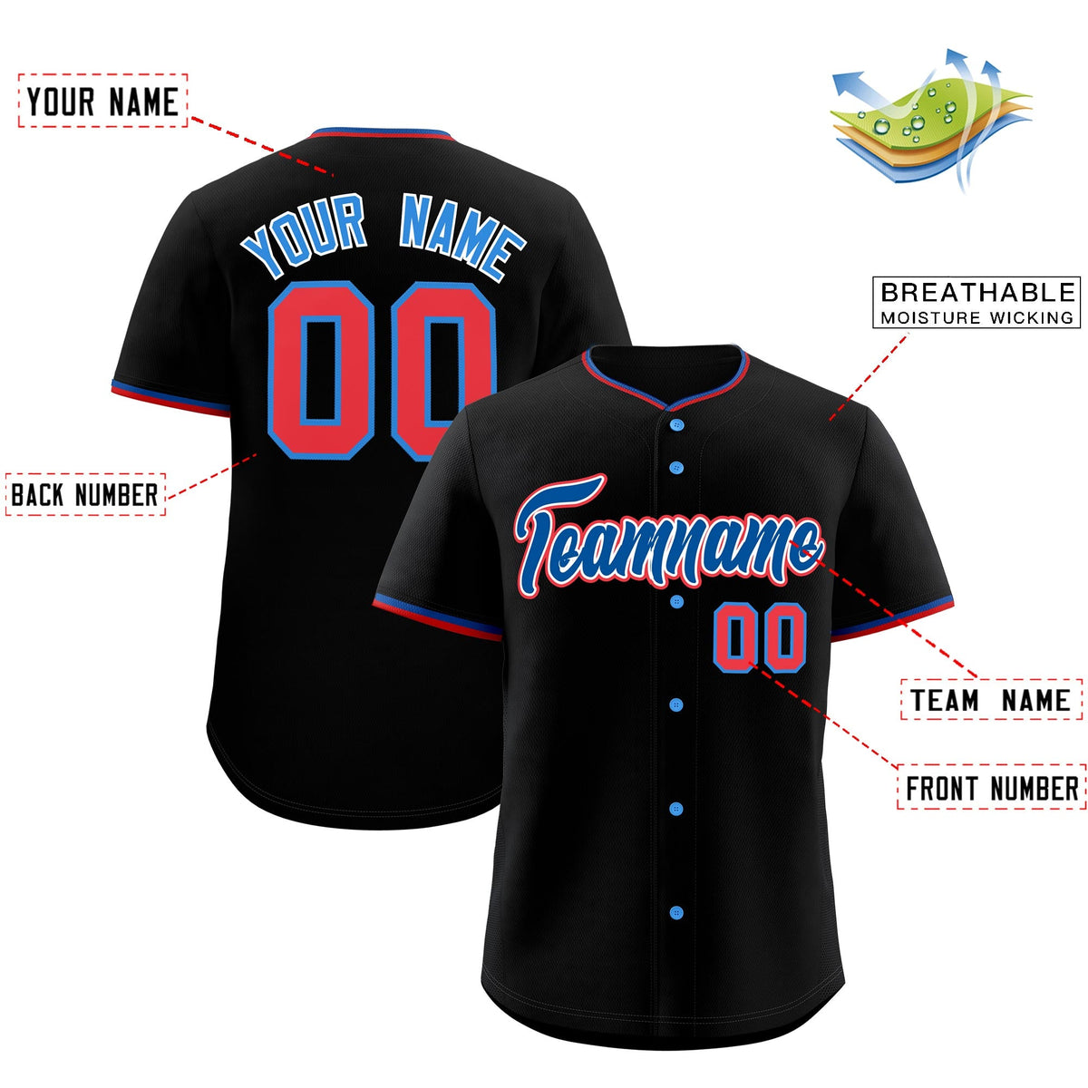 Custom Black Red Royal Classic Style Stitched Sports Uniform For Men Women Youth Personalized Lightweight Baseball Jersey| KXKSHOP