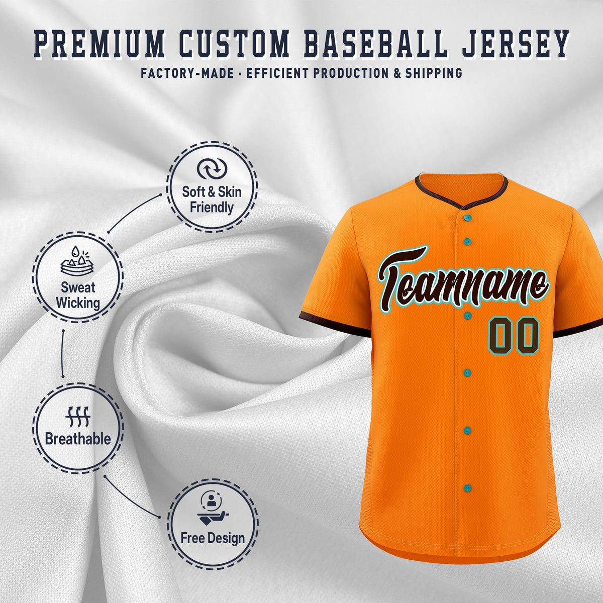 Custom Orange Brown White Classic Style Stitched Sports Uniform For Men Women Youth Personalized Quick Dry Baseball Jersey| KXKSHOP