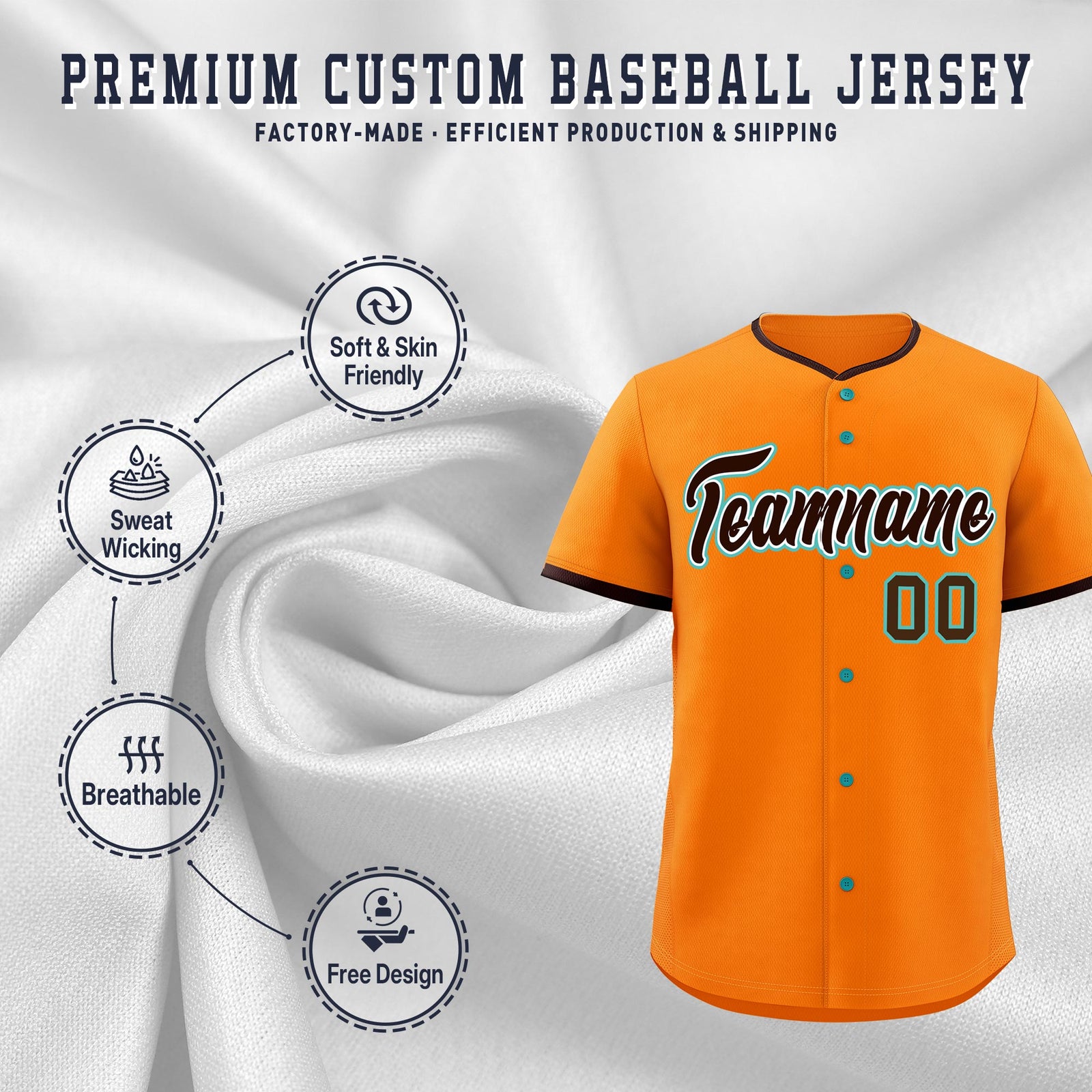 Custom Orange Brown White Classic Style Stitched Sports Uniform For Men Women Youth Personalized Quick Dry Baseball Jersey| KXKSHOP