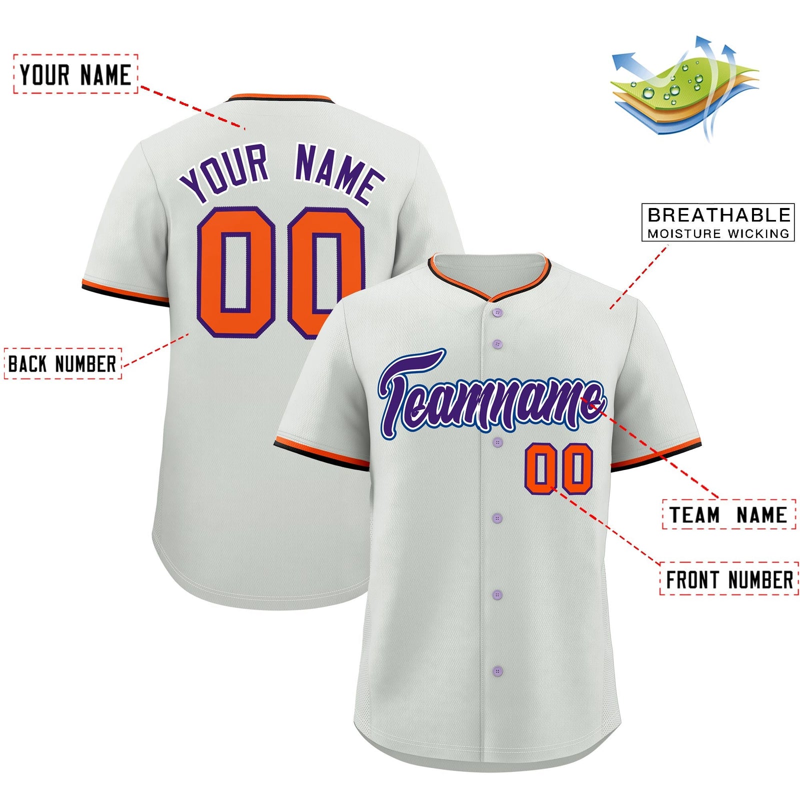 Custom Gray Black Purple Classic Style Stitched Sports Uniform For Men Women Youth Personalized Lightweight Baseball Jersey| KXKSHOP