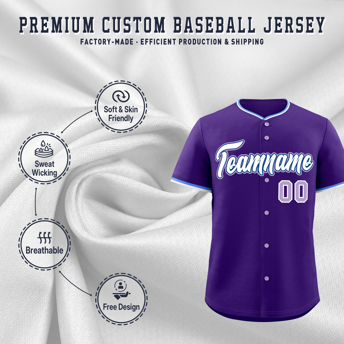 Custom Purple White Royal Classic Style Stitched Sports Uniform For Men Women Youth Personalized Quick Dry Baseball Jersey| KXKSHOP