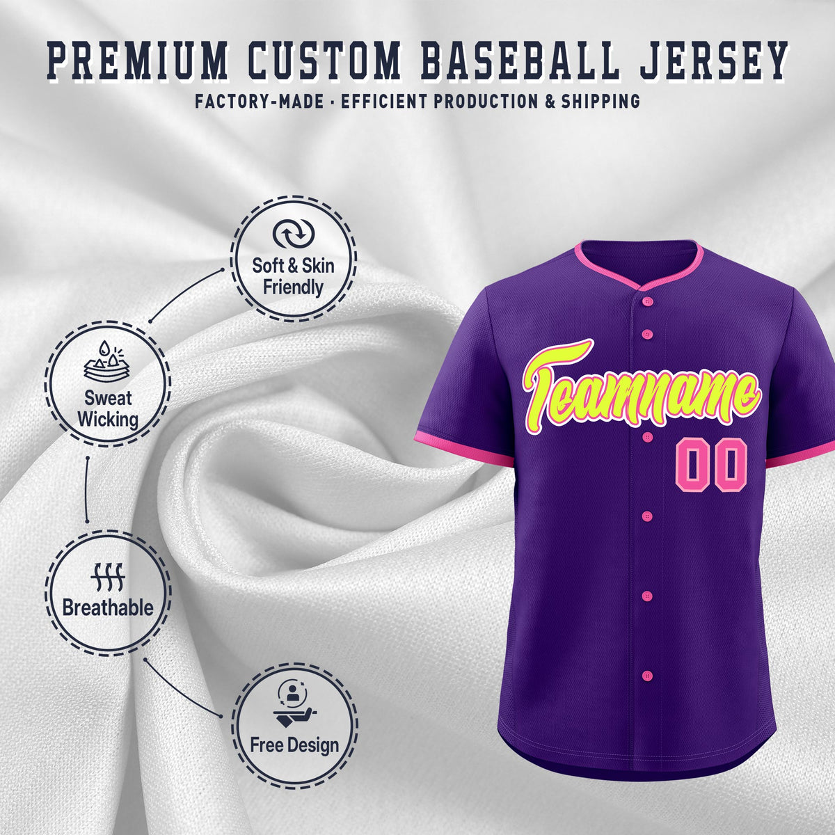 Custom Purple Rose Red Fluorescent Green Classic Style Stitched Sports Uniform For Men Women Youth Personalized Lightweight Baseball Jersey| KXKSHOP