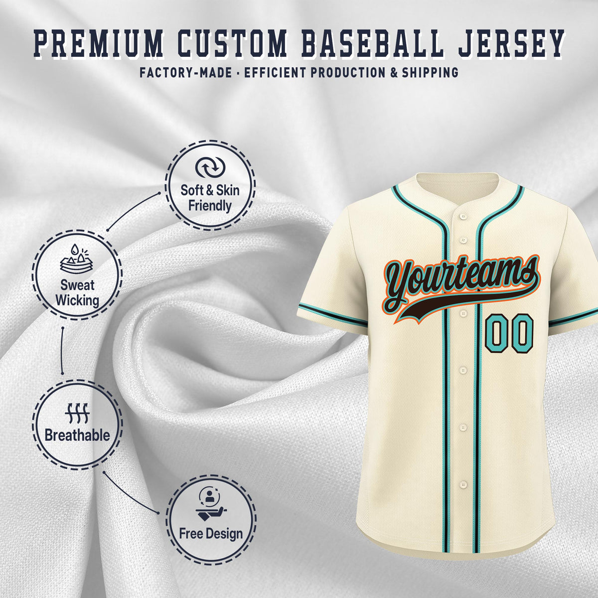 Custom Cream Classic Style Stitched Sports Uniform Personalized For Teams Quick Dry Baseball Jersey| KXKSHOP