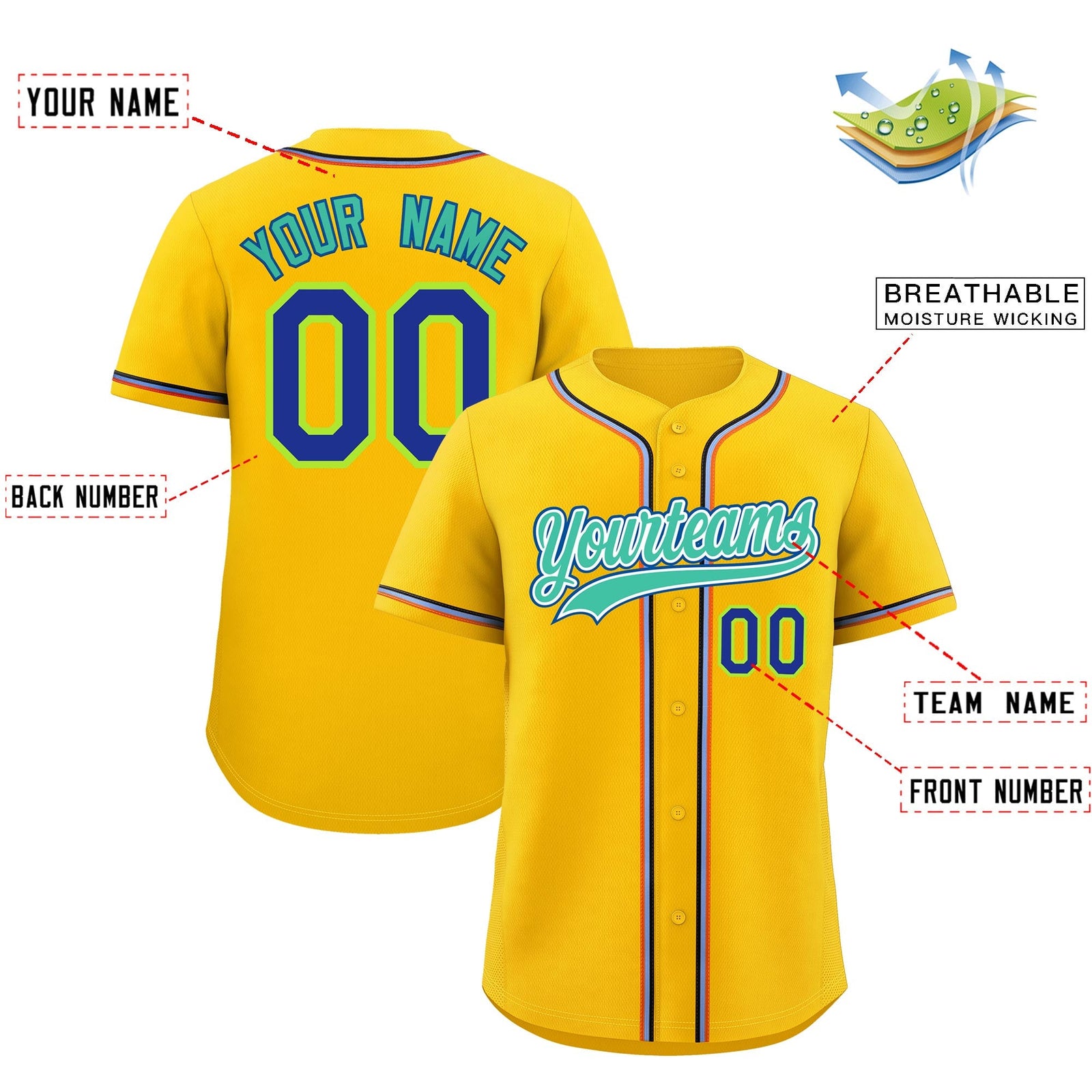 Custom Yellow Classic Style Stitched Sports Uniform Personalized For Teams Quick Dry Baseball Jersey| KXKSHOP