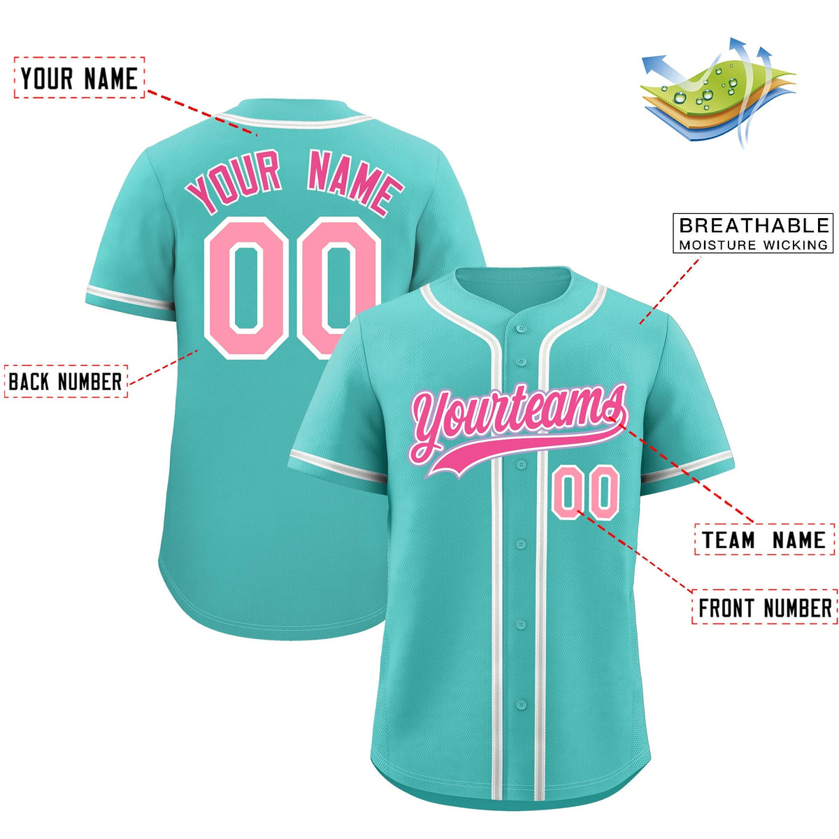 Custom Teal Classic Style Stitched Sports Uniform Personalized For Teams Lightweight Baseball Jersey| KXKSHOP