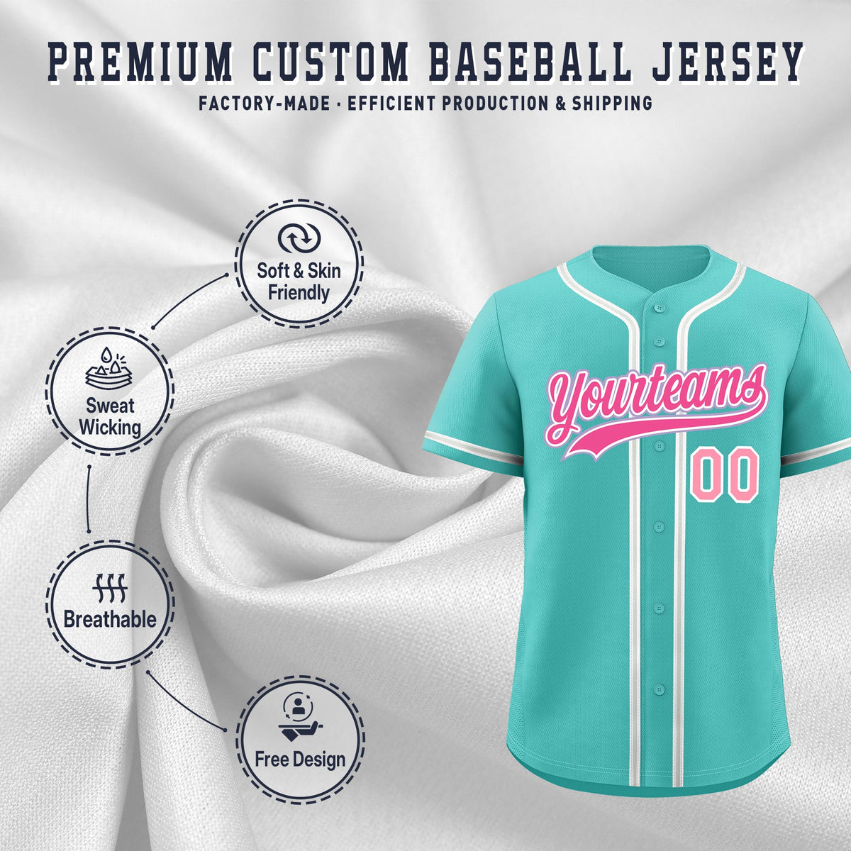 Custom Teal Classic Style Stitched Sports Uniform Personalized For Teams Lightweight Baseball Jersey| KXKSHOP