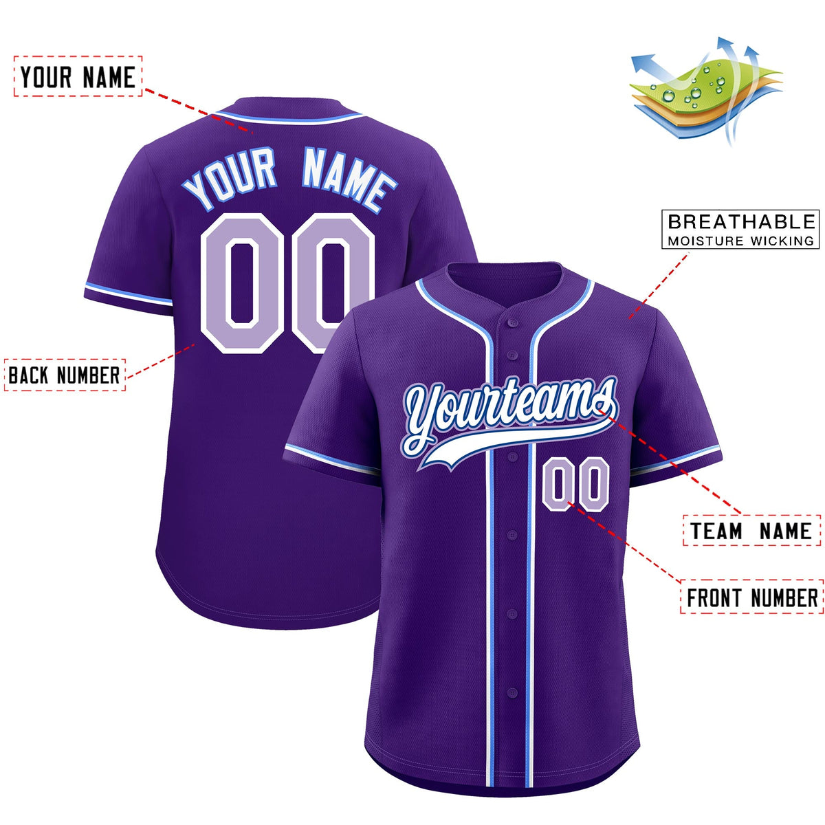 Custom Purple Classic Style Stitched Sports Uniform Personalized For Teams Lightweight Baseball Jersey| KXKSHOP