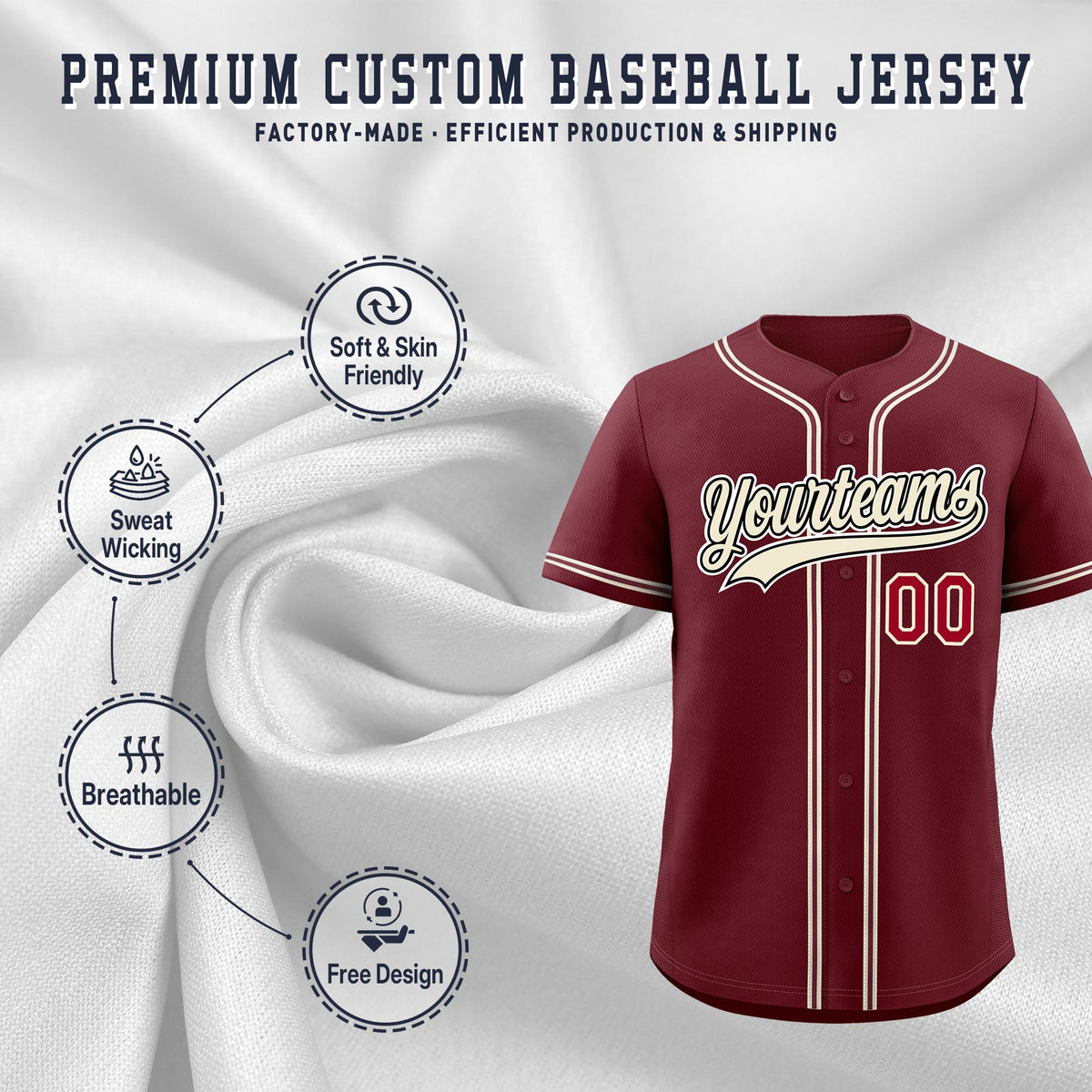Custom Maroon Classic Style Stitched Sports Uniform Personalized For Teams Quick Dry Baseball Jersey| KXKSHOP