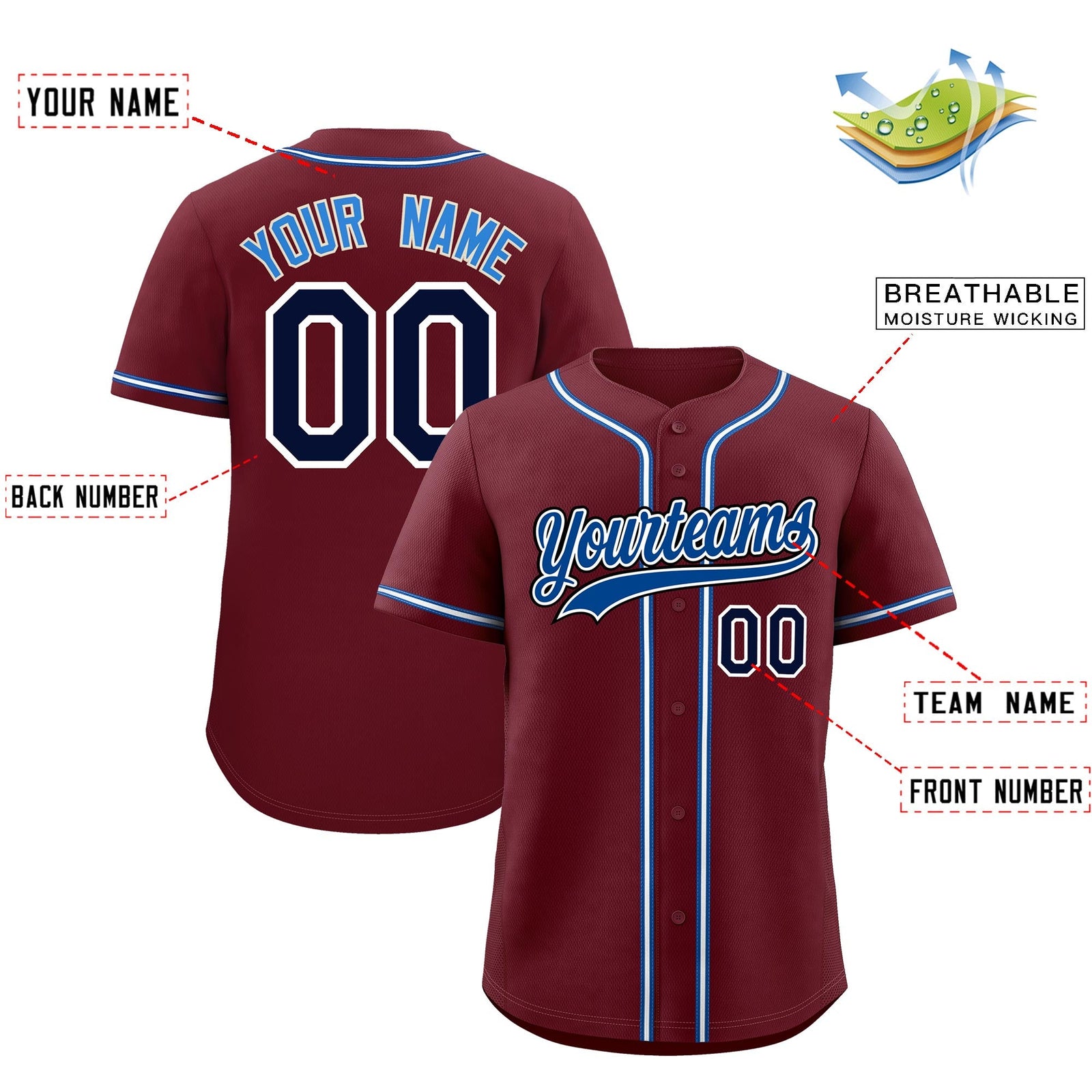 Custom Maroon Classic Style Stitched Sports Uniform Personalized For Teams Lightweight Baseball Jersey| KXKSHOP