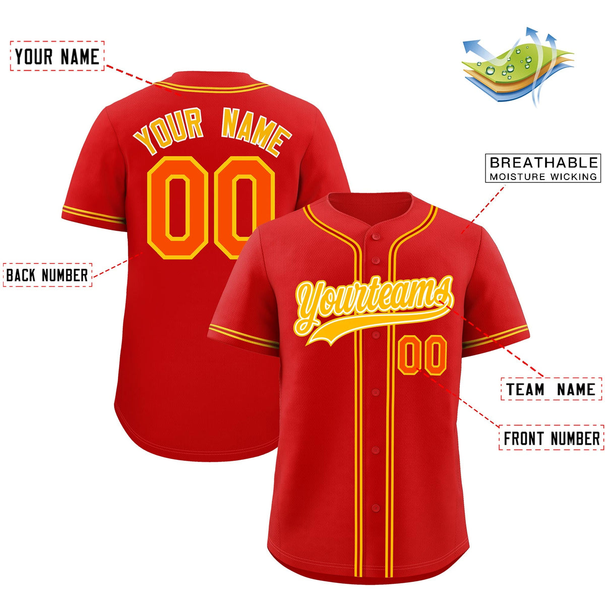 Custom Red Classic Style Stitched Sports Uniform Personalized For Teams Lightweight Baseball Jersey| KXKSHOP