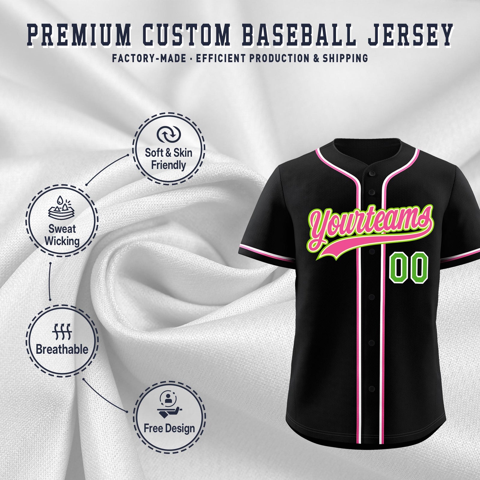 Custom Black Classic Style Stitched Sports Uniform Personalized For Teams Lightweight Baseball Jersey| KXKSHOP