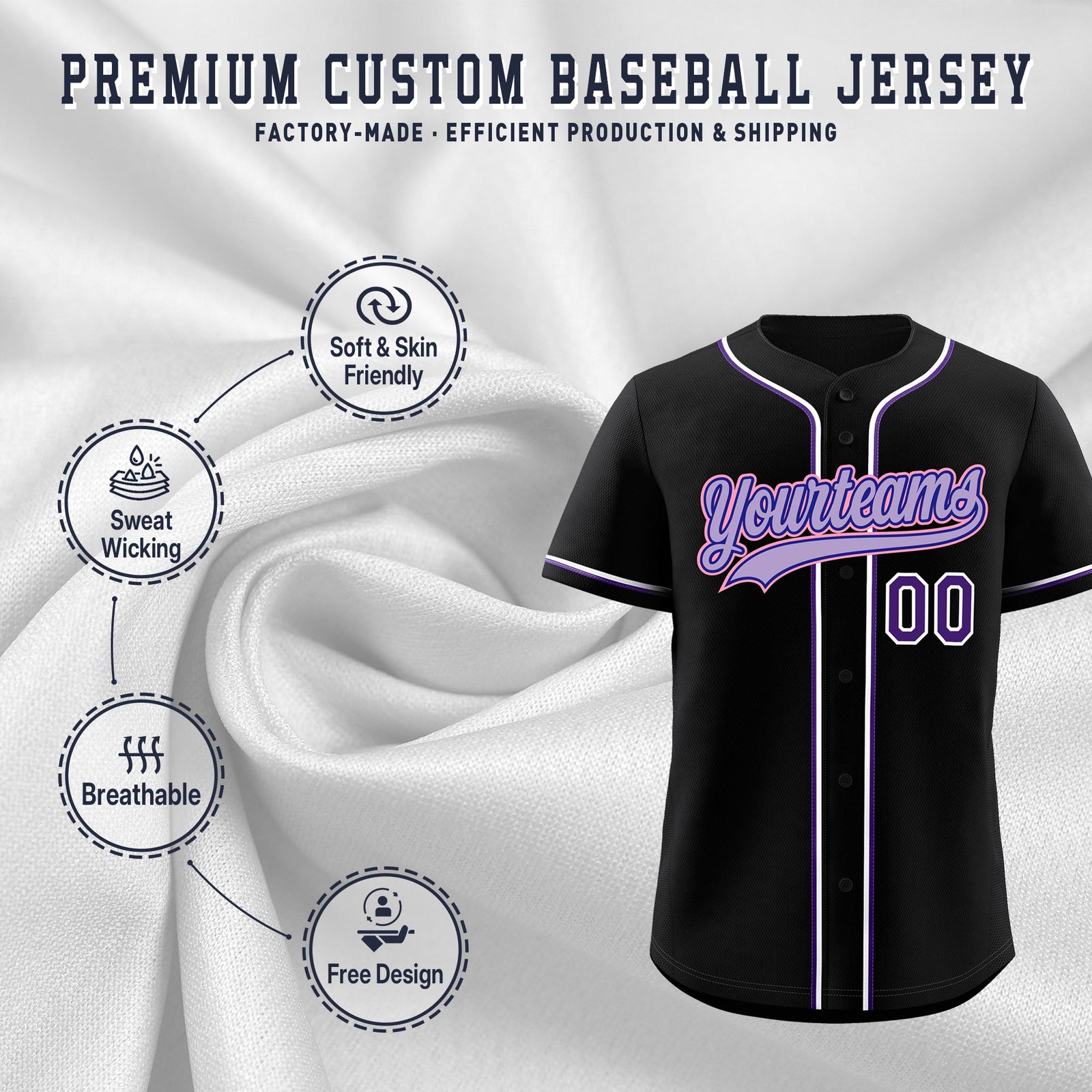 Custom Black Classic Style Stitched Sports Uniform Personalized For Teams Quick Dry Baseball Jersey| KXKSHOP