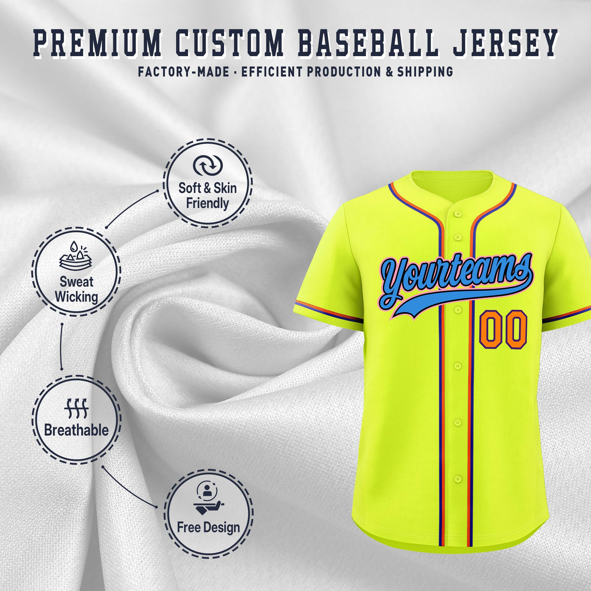 Custom Fluorescent Green Classic Style Stitched Sports Uniform Personalized For Teams Quick Dry Baseball Jersey| KXKSHOP