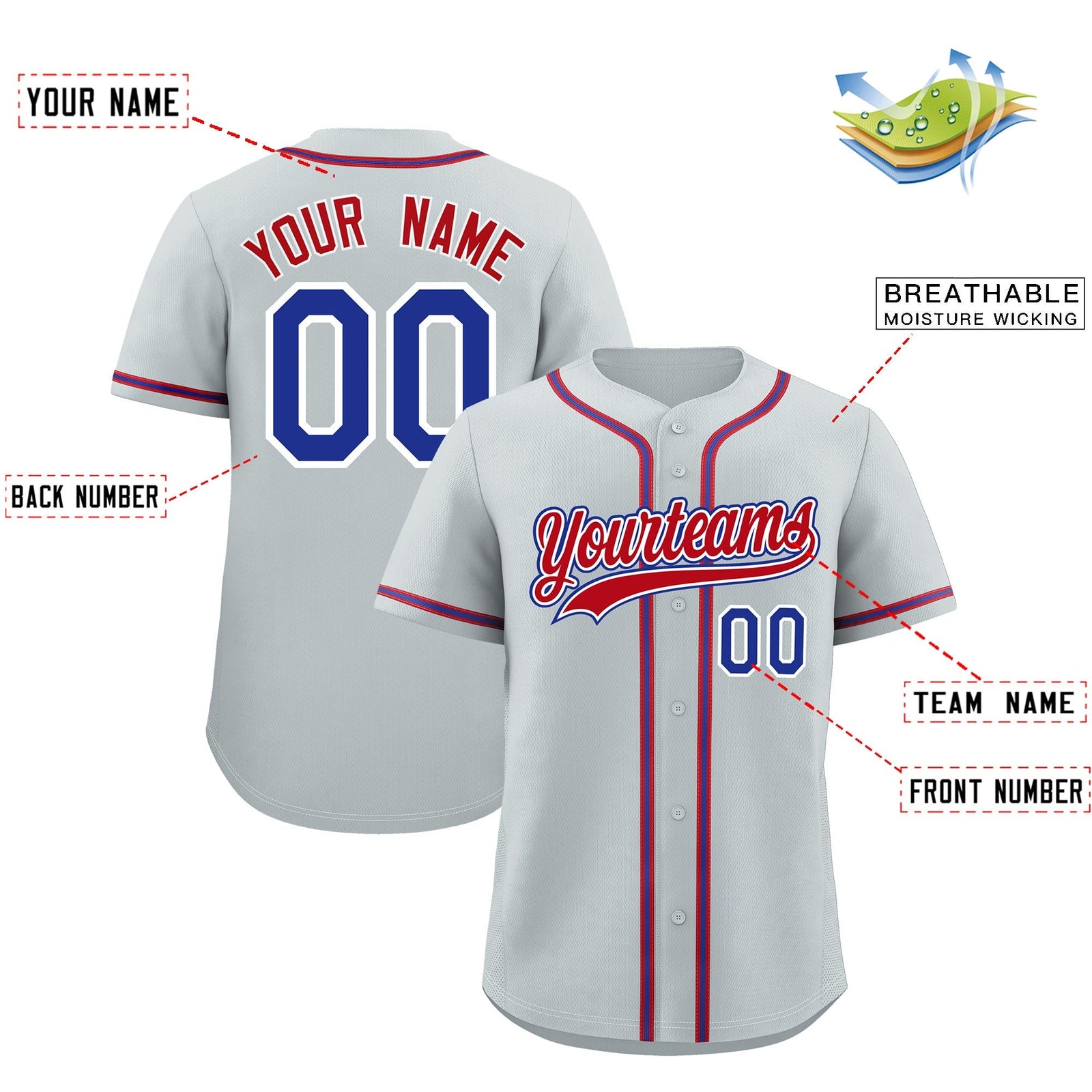 Custom Silver Classic Style Stitched Sports Uniform Personalized For Teams Quick Dry Baseball Jersey| KXKSHOP