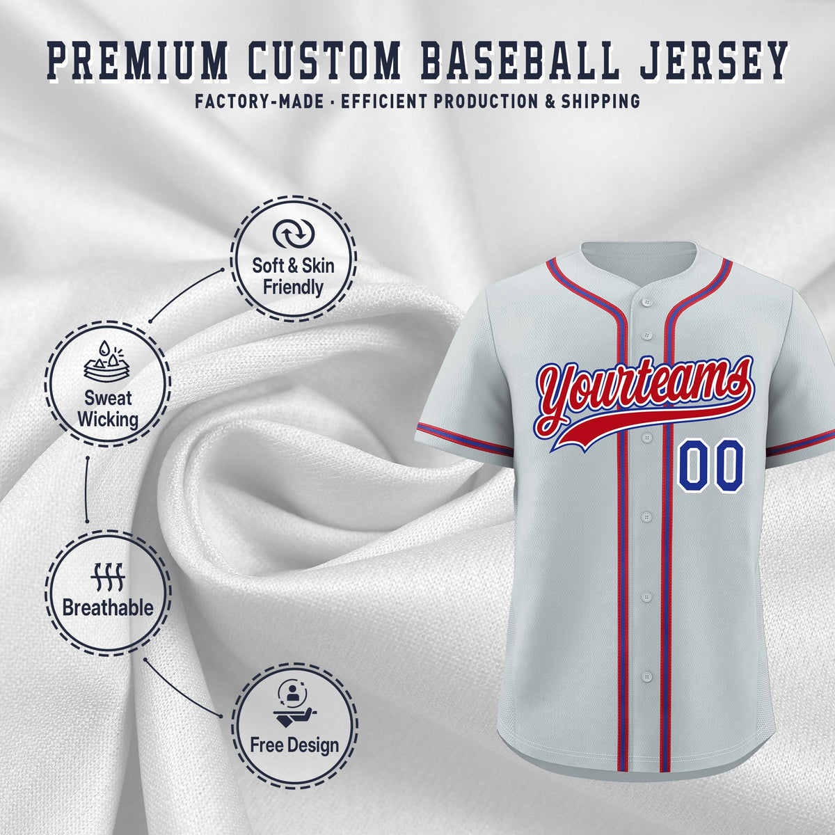 Custom Silver Classic Style Stitched Sports Uniform Personalized For Teams Quick Dry Baseball Jersey| KXKSHOP