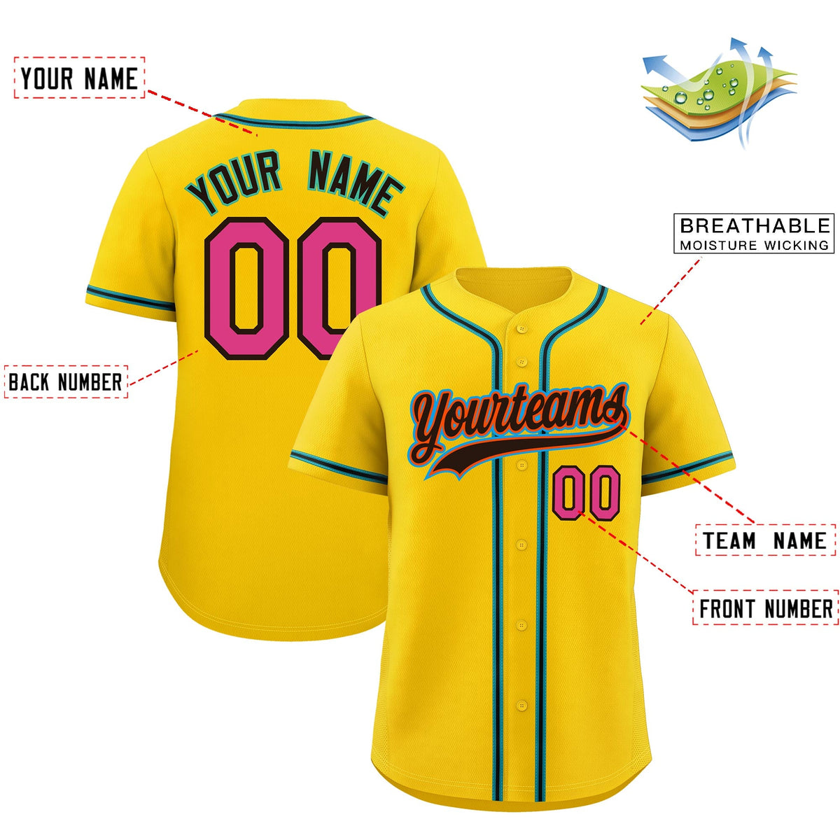 Custom Gold Classic Style Stitched Sports Uniform Personalized For Teams Quick Dry Baseball Jersey| KXKSHOP