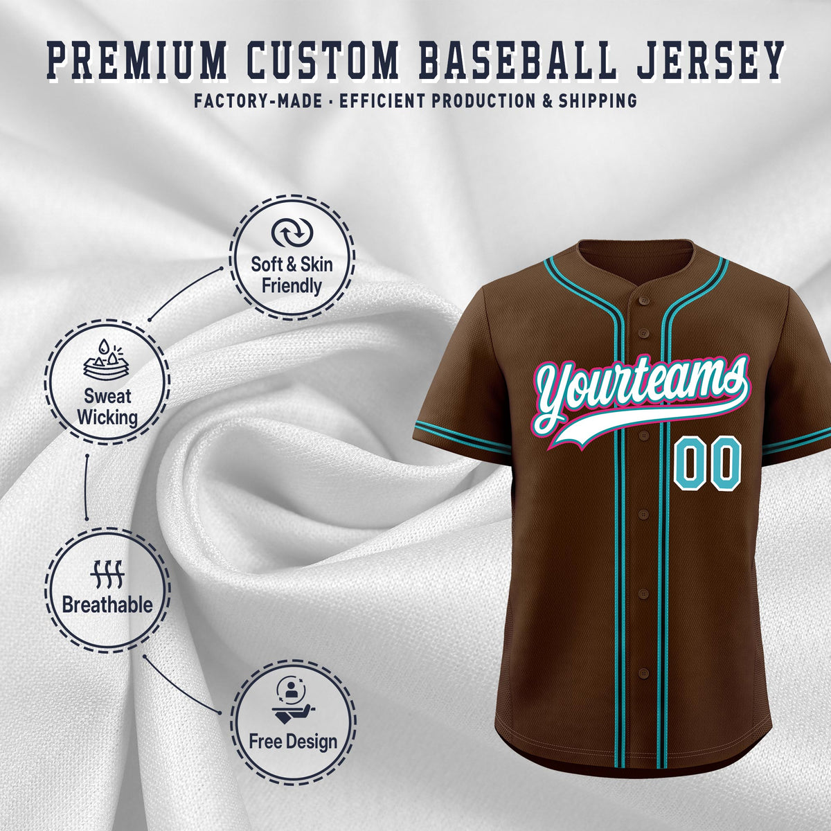 Custom Brown Classic Style Stitched Sports Uniform Personalized For Teams Quick Dry Baseball Jersey| KXKSHOP