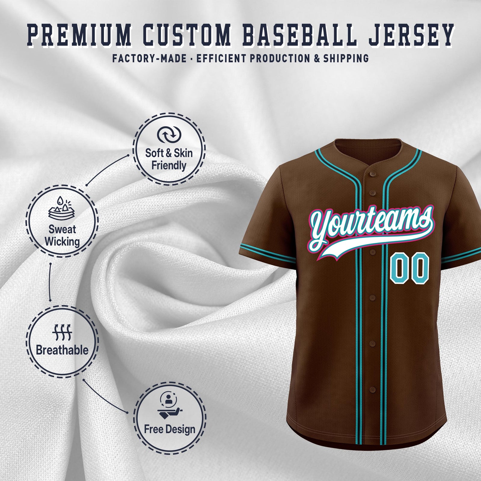 Custom Brown Classic Style Stitched Sports Uniform Personalized For Teams Quick Dry Baseball Jersey| KXKSHOP