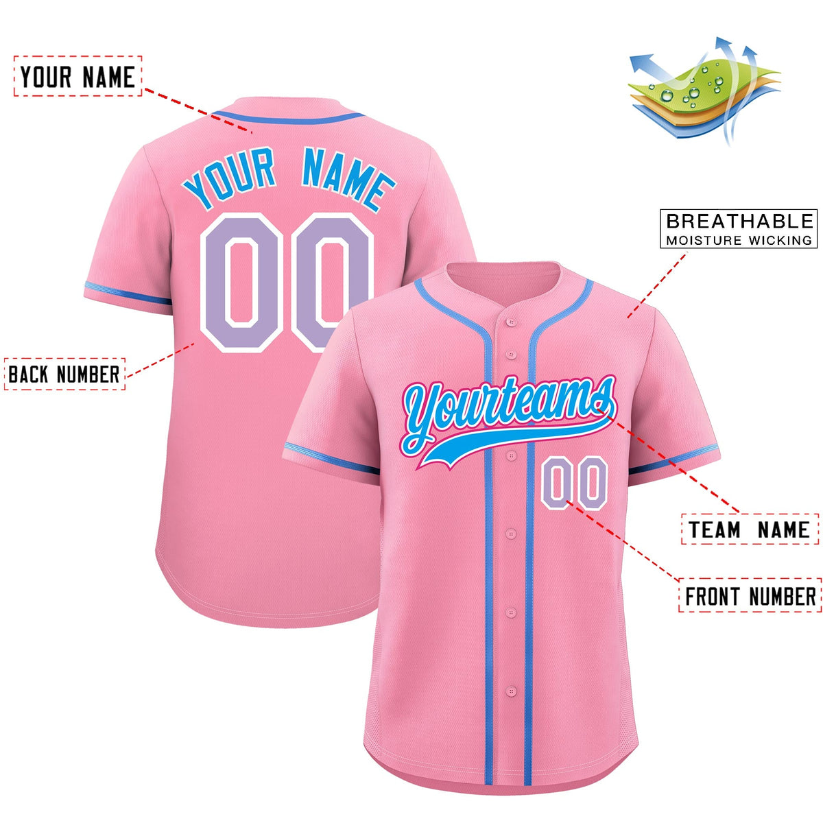 Custom Light Pink Classic Style Stitched Sports Uniform Personalized For Teams Quick Dry Baseball Jersey| KXKSHOP