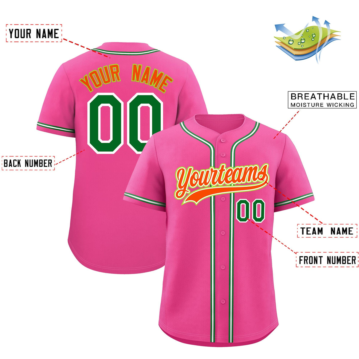 Custom Pink Classic Style Stitched Sports Uniform Personalized For Teams Lightweight Baseball Jersey| KXKSHOP
