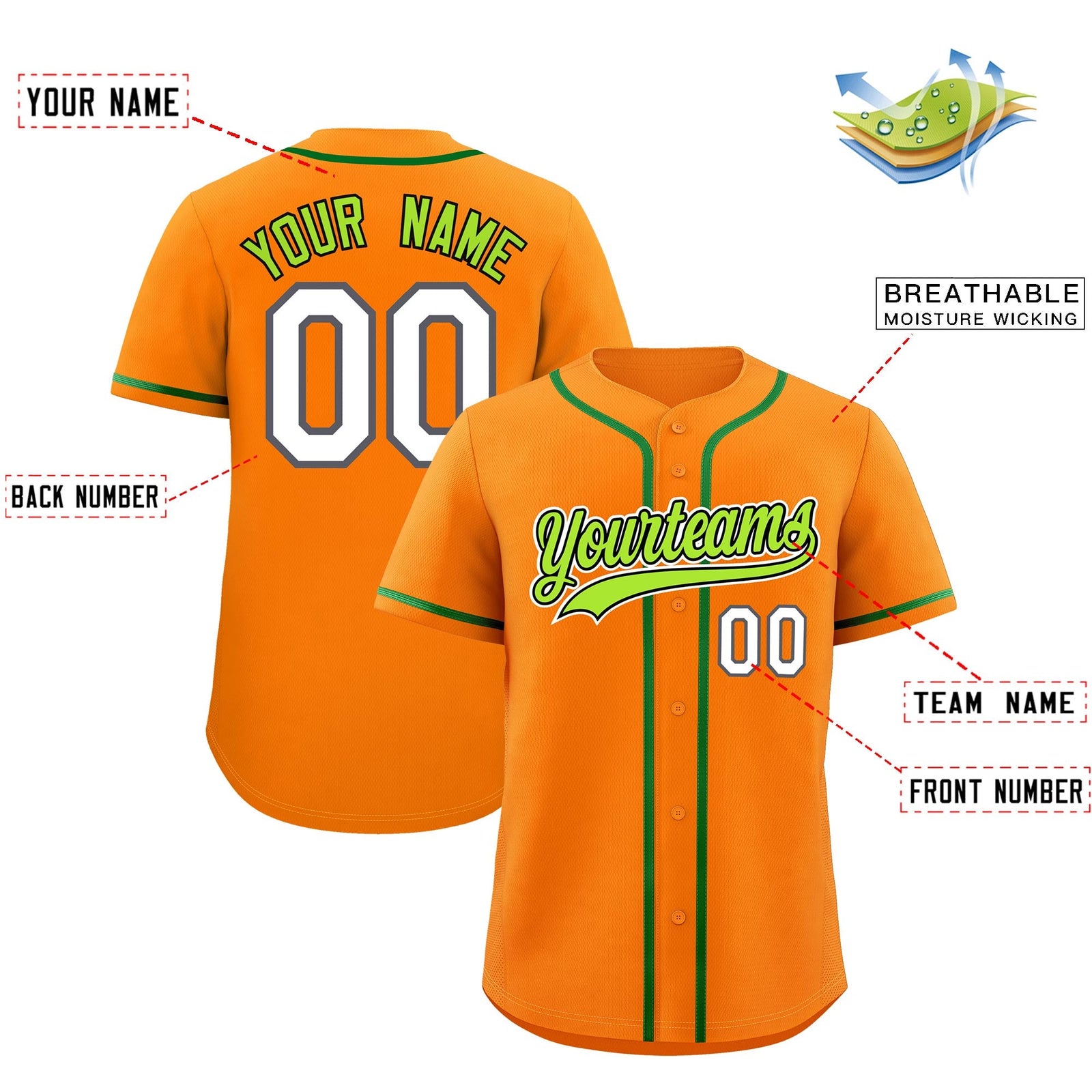 Custom Orange Classic Style Stitched Sports Uniform Personalized For Teams Lightweight Baseball Jersey| KXKSHOP