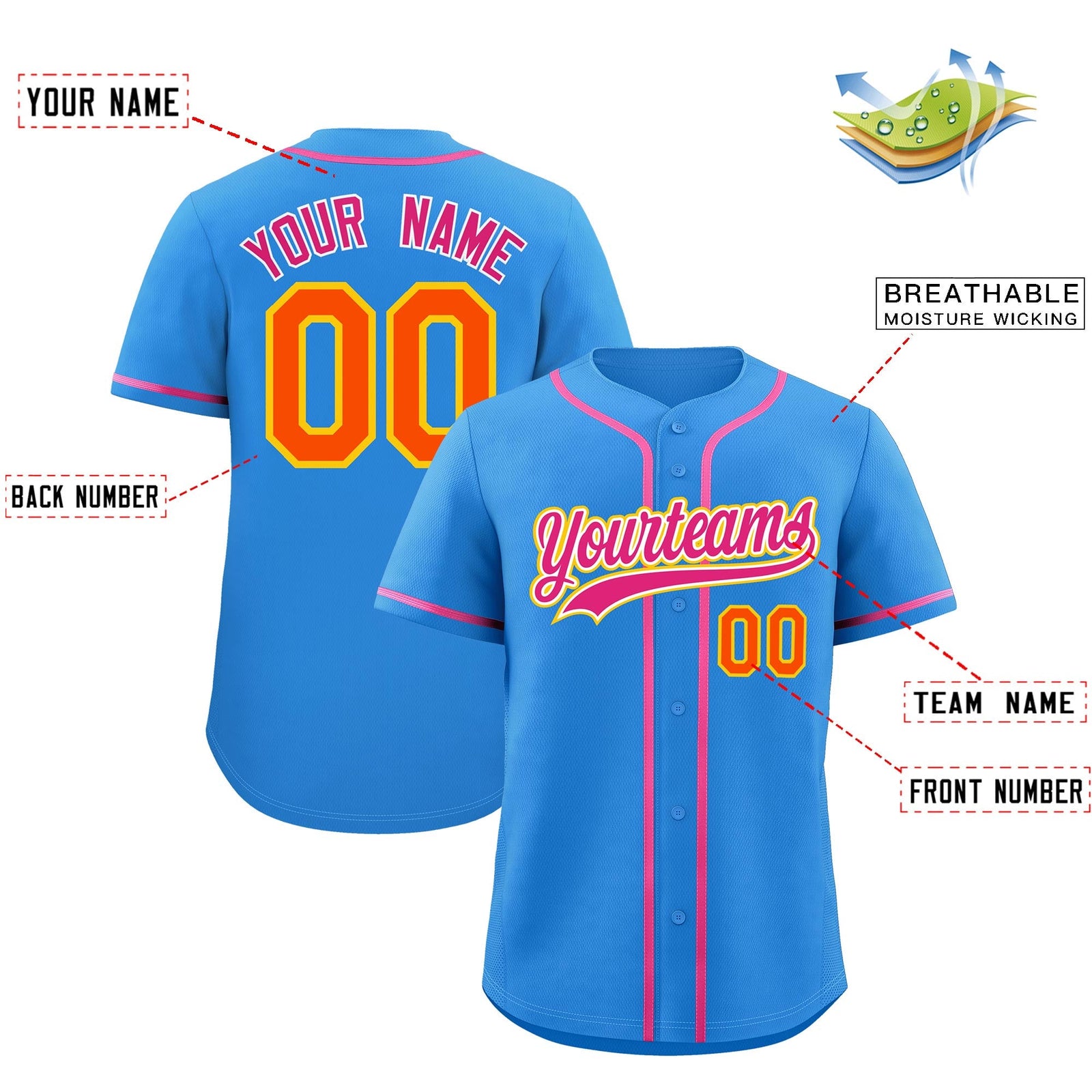 Custom Light Blue Classic Style Stitched Sports Uniform Personalized For Teams Lightweight Baseball Jersey| KXKSHOP