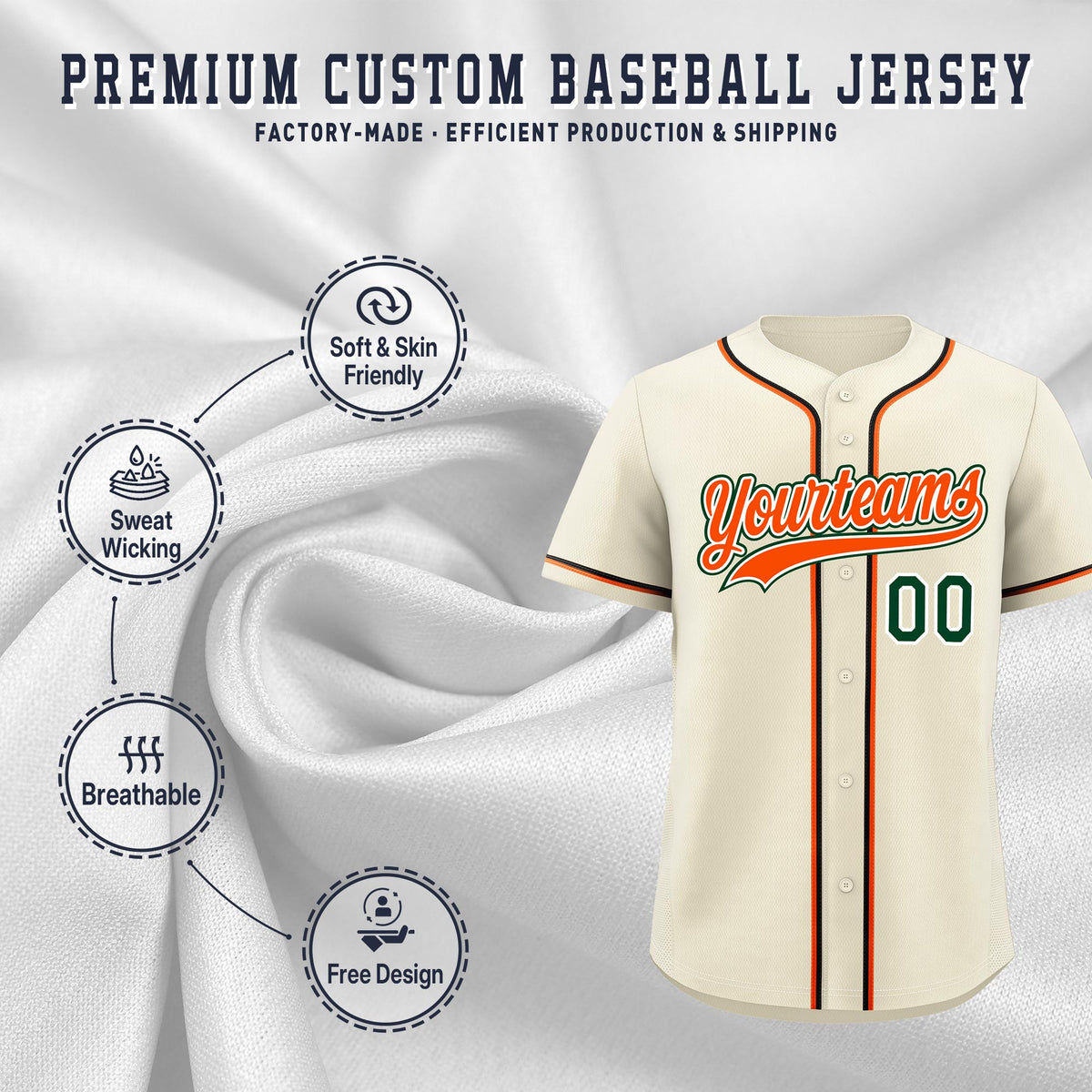 Custom Cream Classic Style Stitched Sports Uniform Personalized For Teams Lightweight Baseball Jersey| KXKSHOP