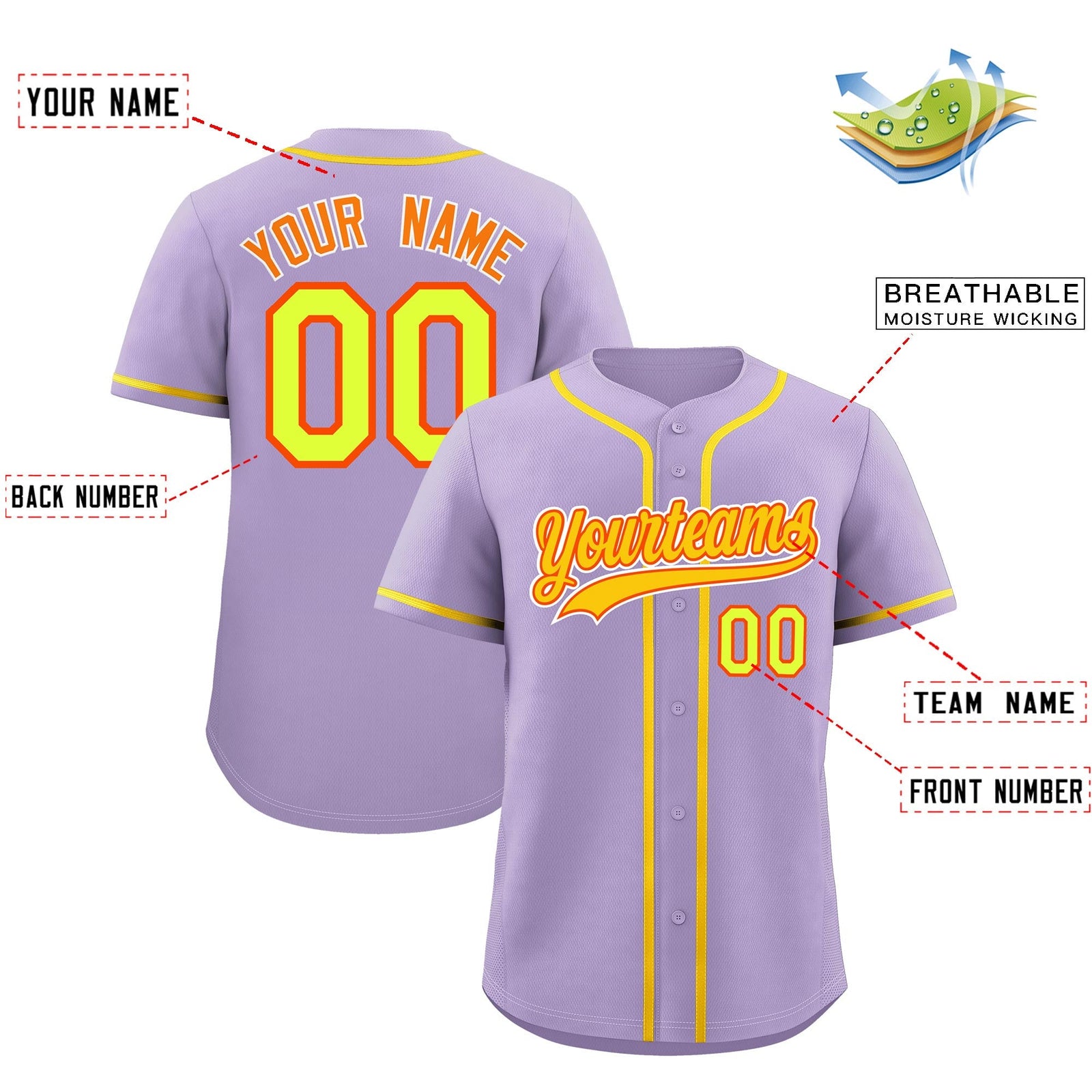 Custom Light Purple Classic Style Stitched Sports Uniform Personalized For Teams Lightweight Baseball Jersey| KXKSHOP