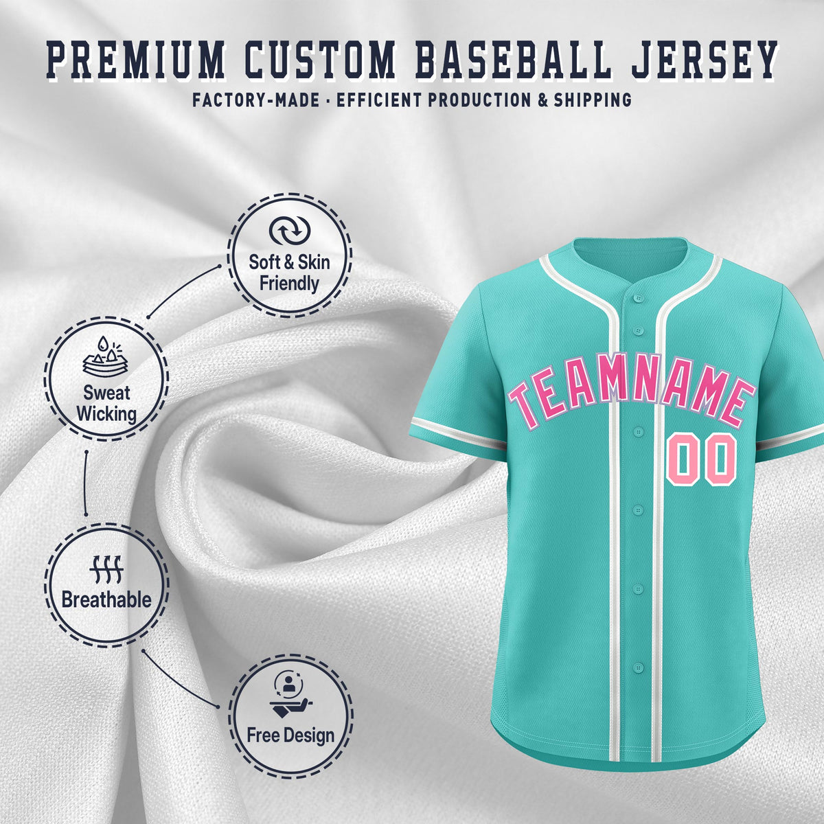 Custom Teal Classic Style Stitched Sports Uniform Personalized For Teams Lightweight Baseball Jersey| KXKSHOP