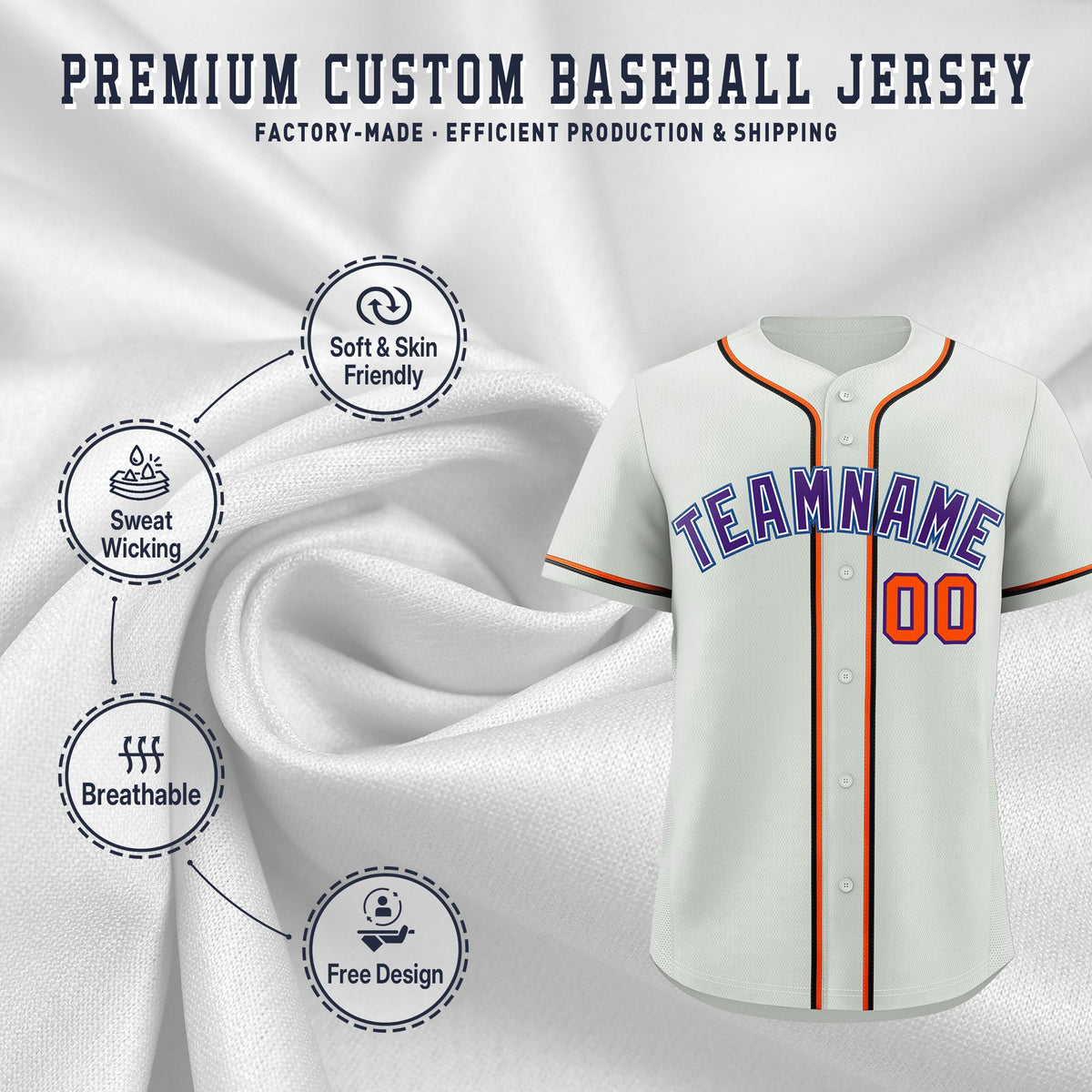 Custom Light Gray Classic Style Stitched Sports Uniform Personalized For Teams Quick Dry Baseball Jersey| KXKSHOP